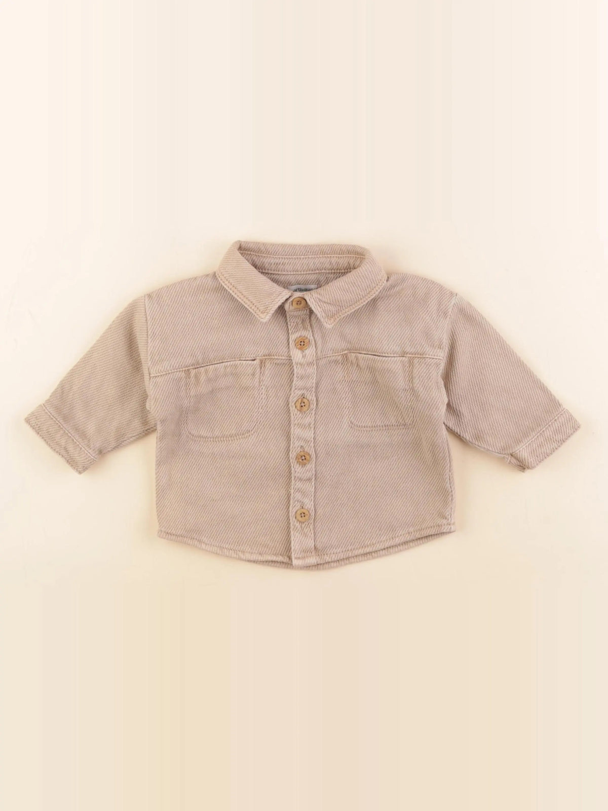 Vertbaudet - chemise beige - 9 mois