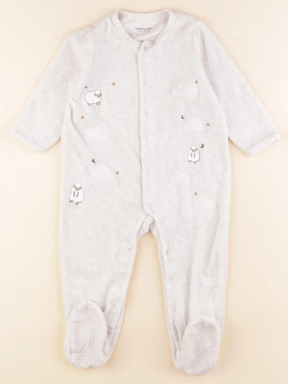 Vertbaudet - pyjama velours beige - 2 ans