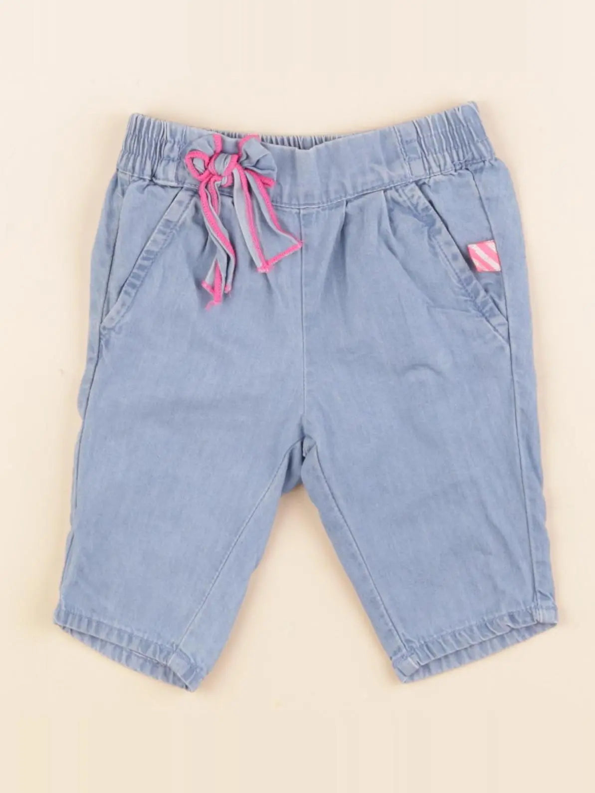 Billie Blush - pantalon bleu, rose fluo - 3 mois