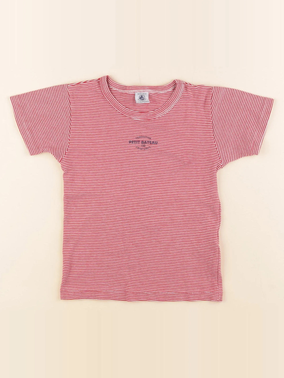 Petit Bateau - maillot de corps blanc, rouge - 6 ans