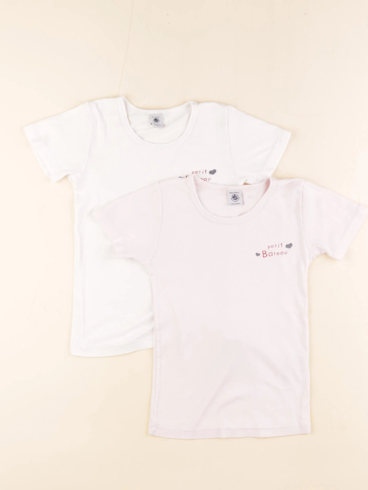 Petit Bateau - lot de 2 maillots de corps rose, blanc - 8 ans