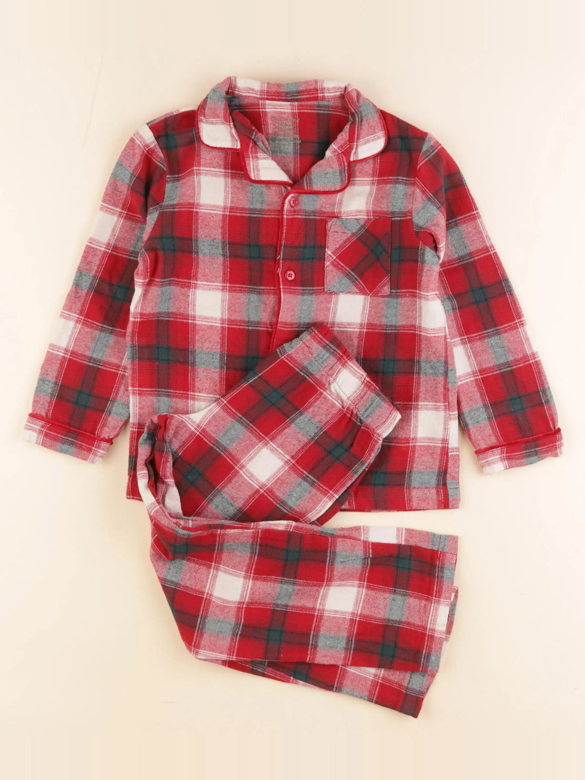 Vertbaudet - pyjama coton rouge, vert - 5 ans