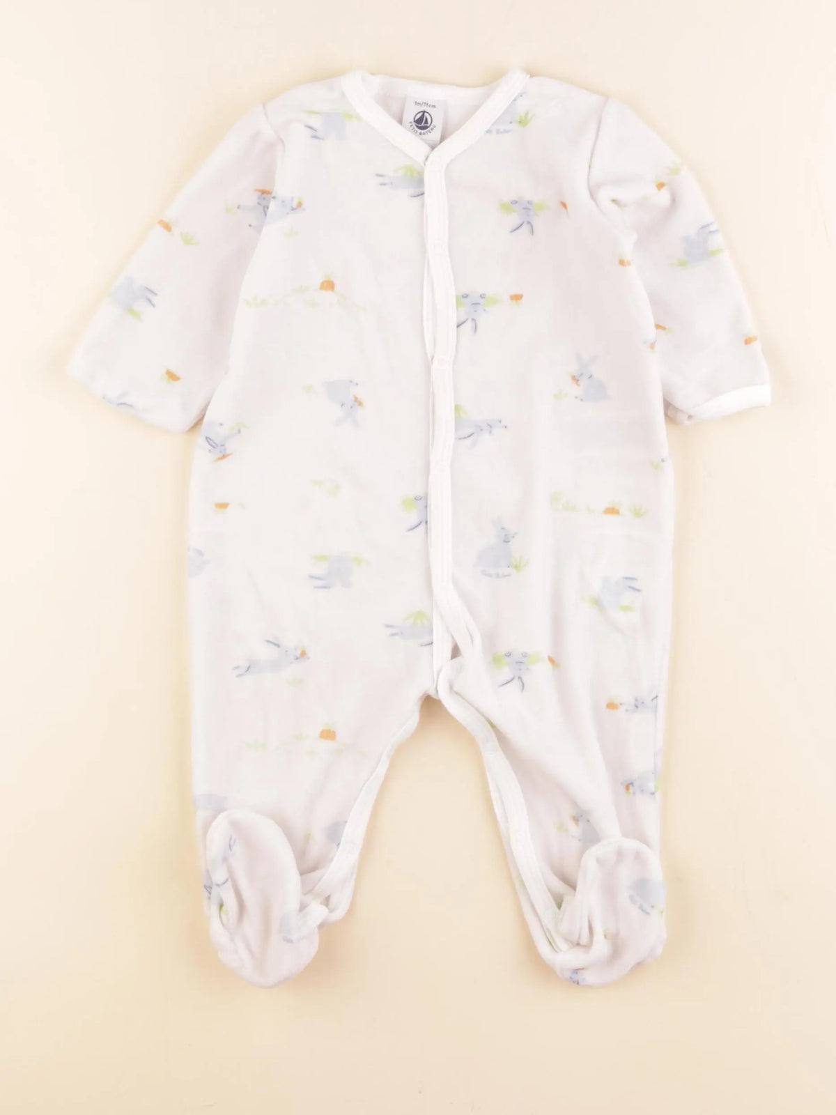 Petit Bateau - pyjama velours blanc - 9 mois