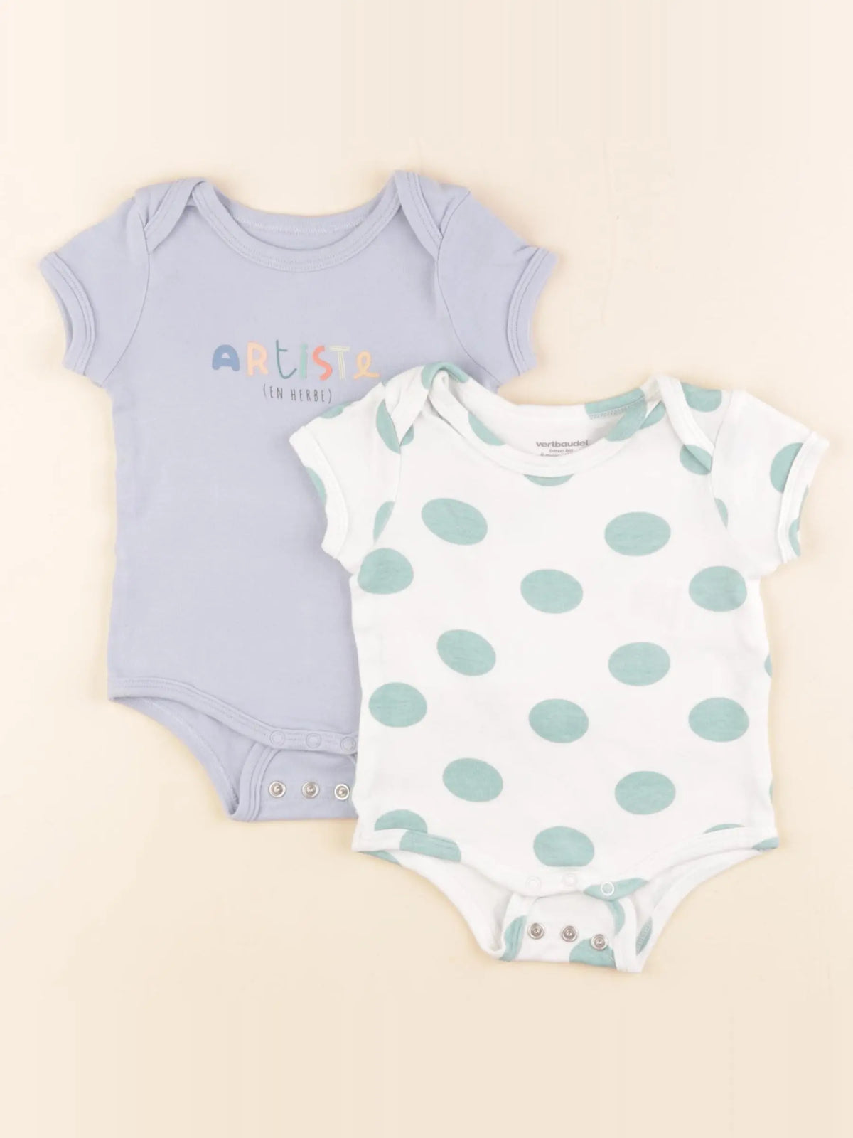 Vertbaudet - lot de 2 bodies en coton multicolore - 6 mois