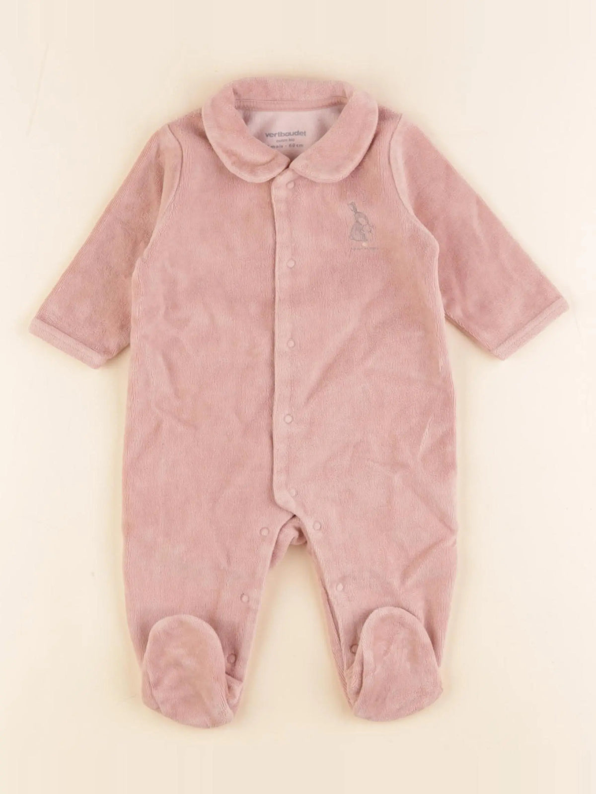 Vertbaudet - pyjama velours rose - 3 mois