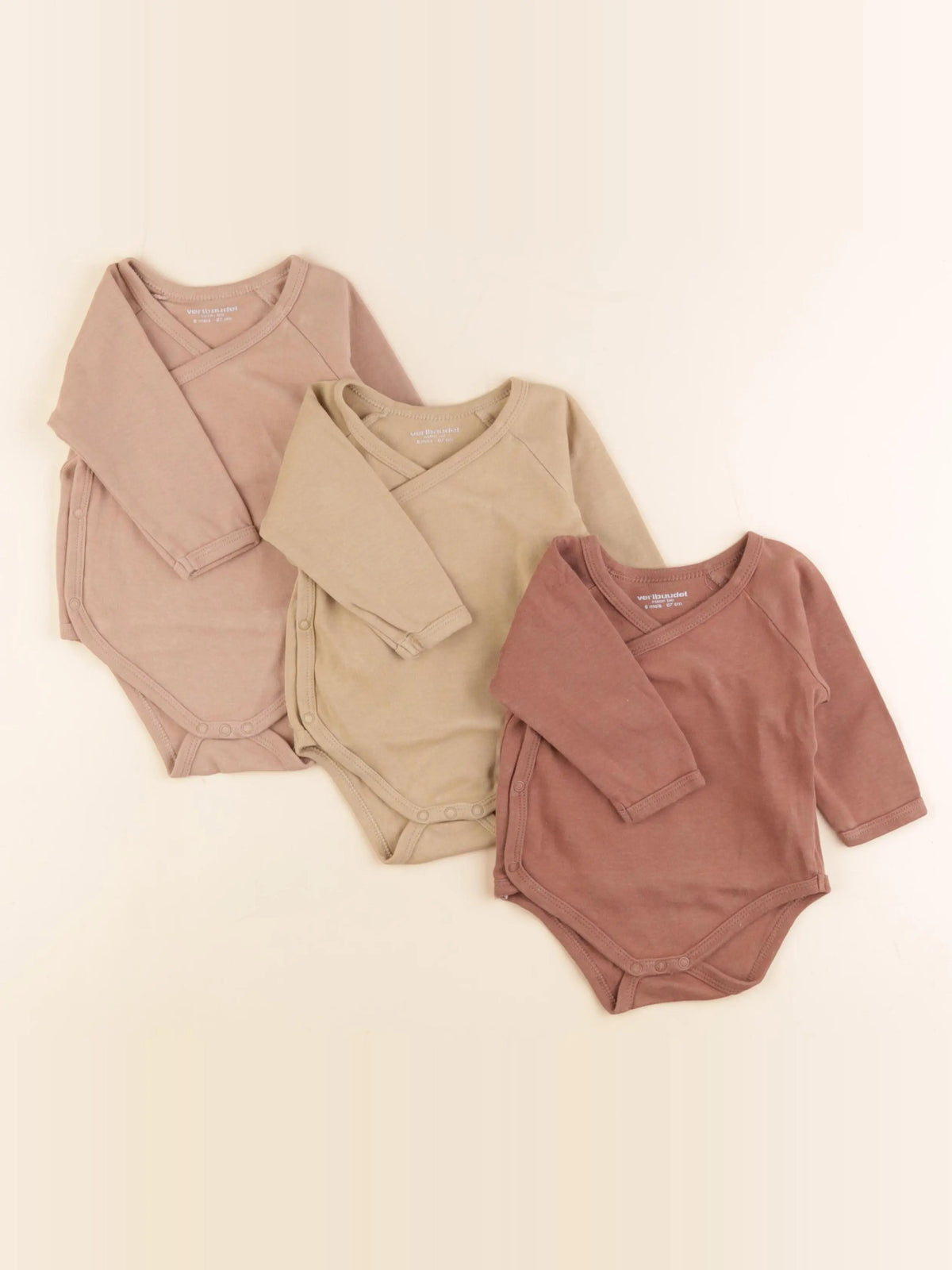 Vertbaudet - lot de 3 bodies en coton multicolore - 6 mois