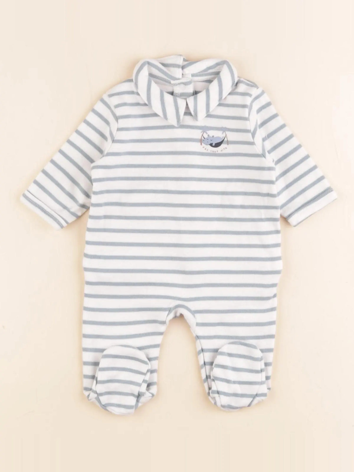 Vertbaudet - pyjama coton blanc, bleu - 1 mois