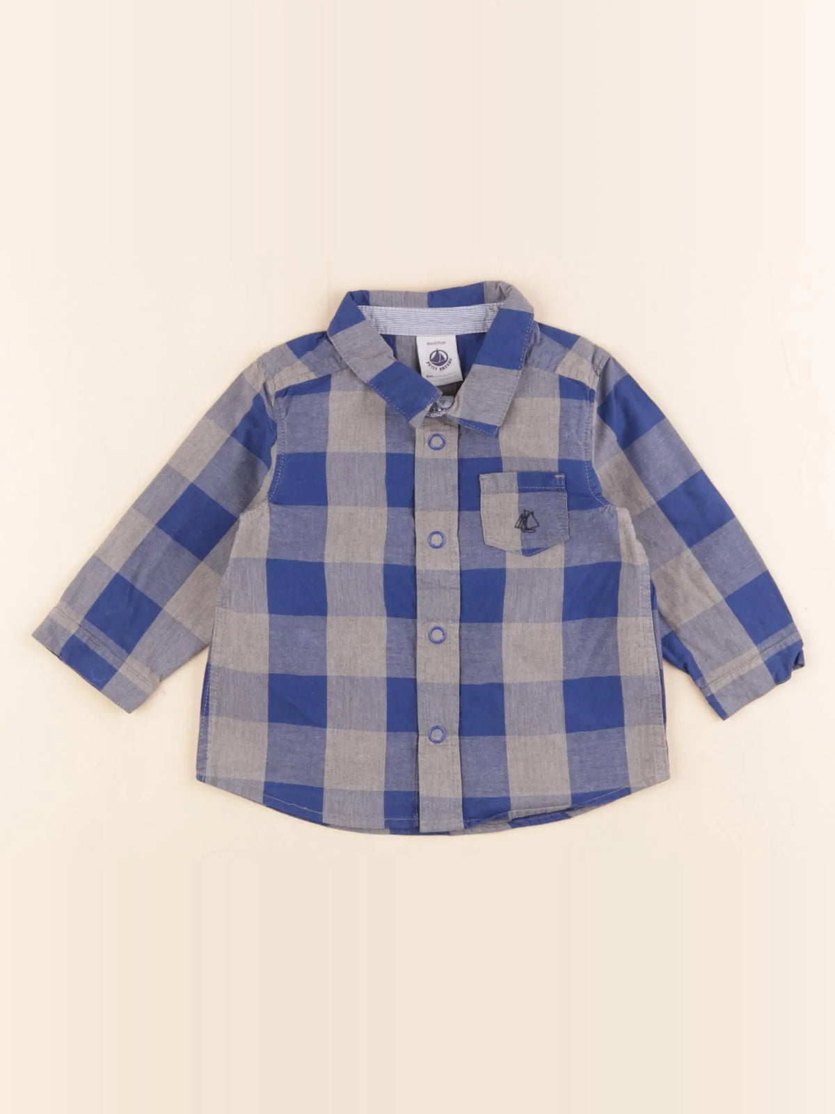 Petit Bateau - chemise bleu - 6 mois