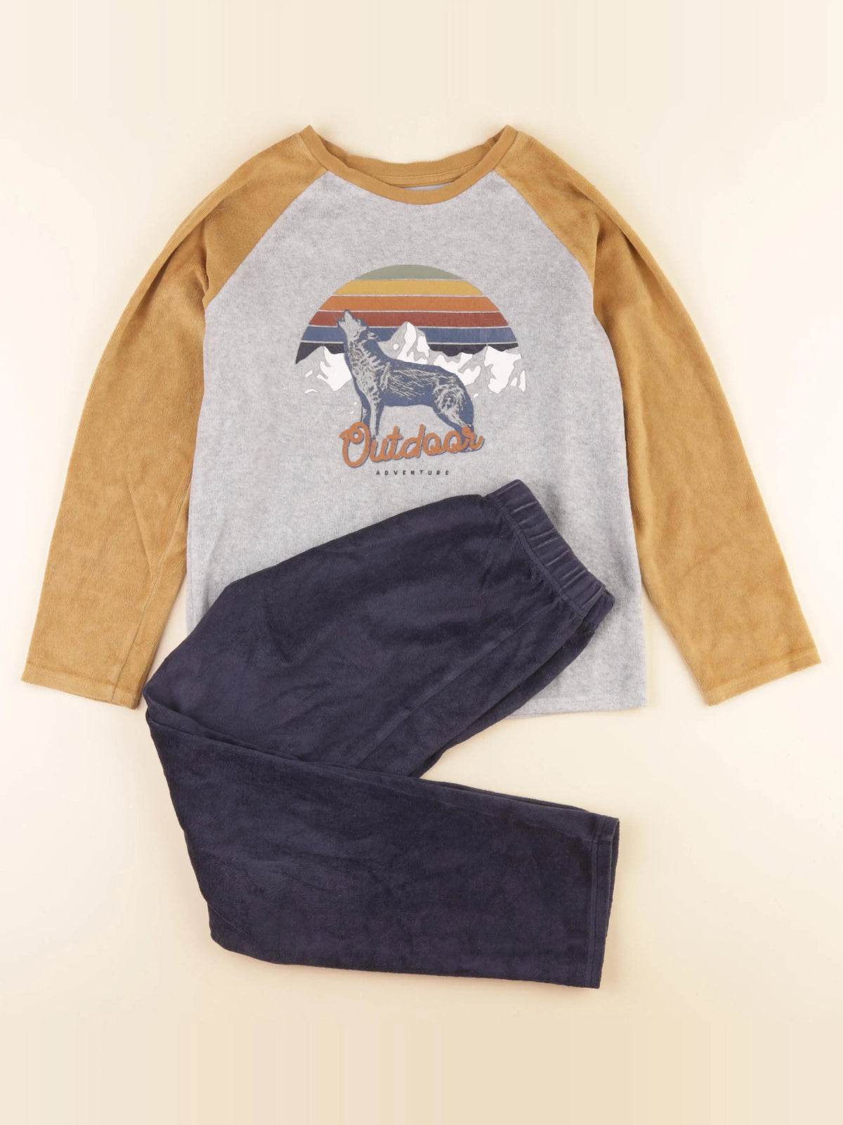 Vertbaudet - pyjama velours bleu - 10 ans