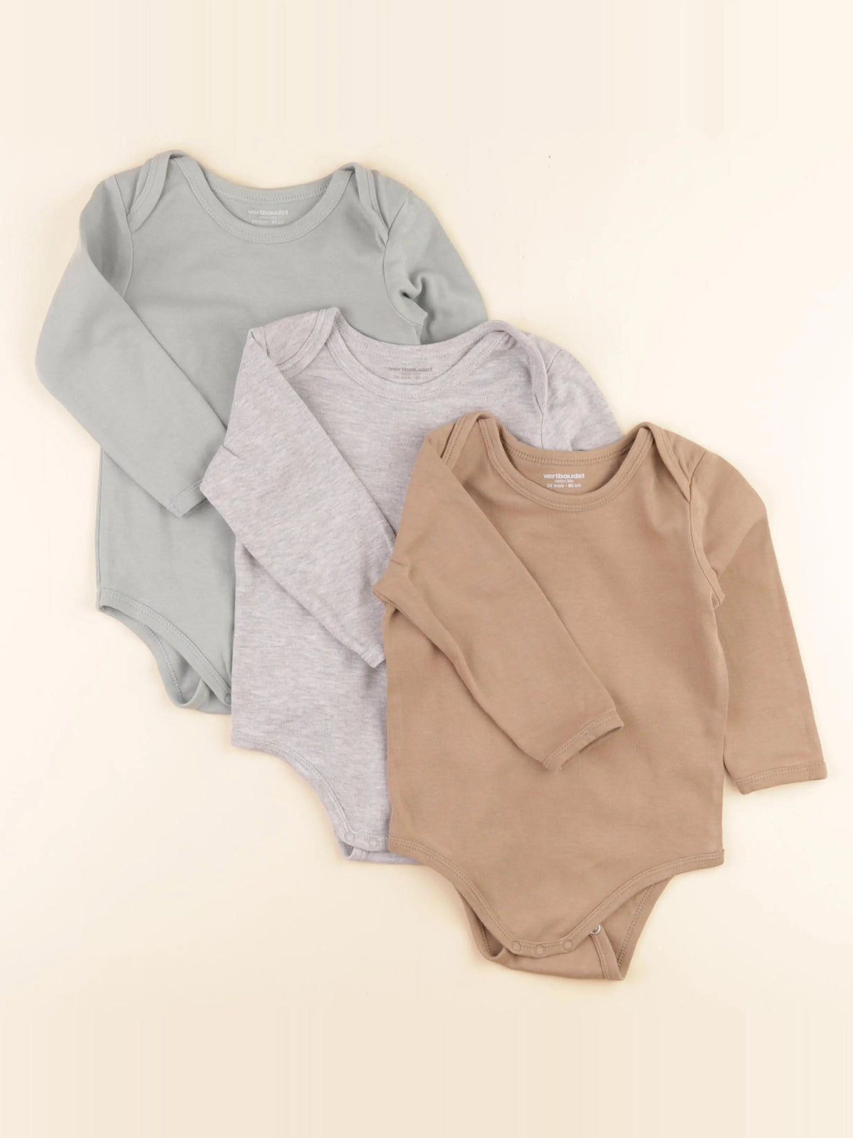 Vertbaudet - lot de 3 bodies en coton multicolore - 24 mois