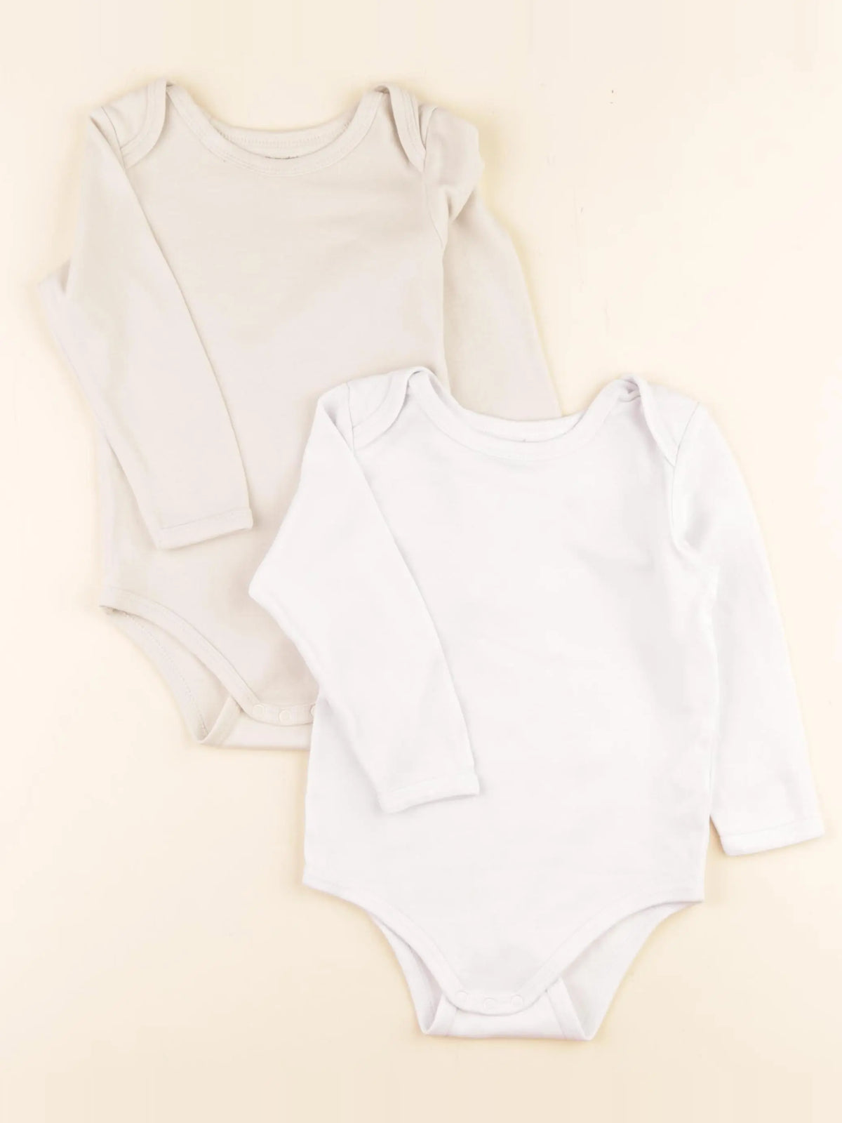 Vertbaudet - lot de 2 bodies en coton beige, blanc - 24 mois