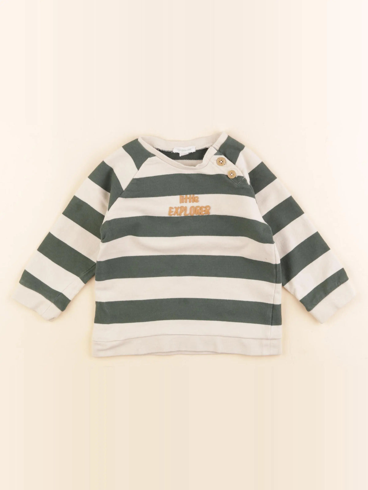 Vertbaudet - sweat vert, blanc - 24 mois