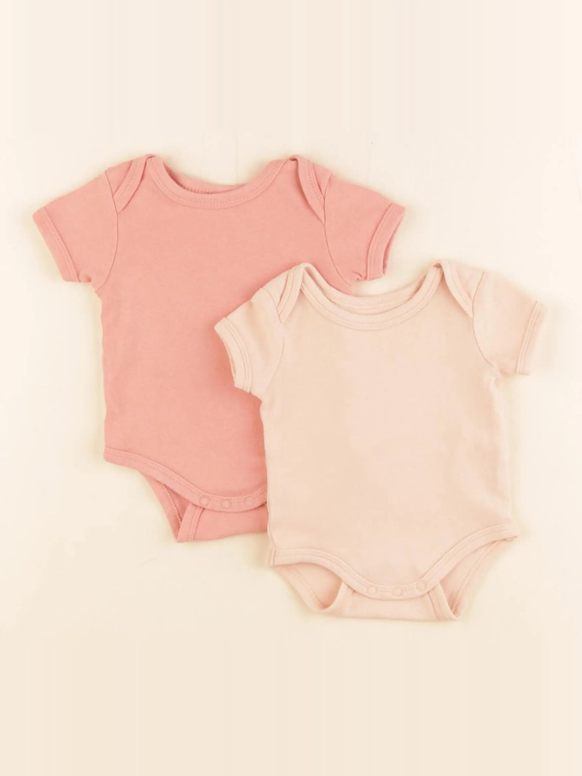Vertbaudet - lot de 2 bodies en coton rose, orange - 3 mois