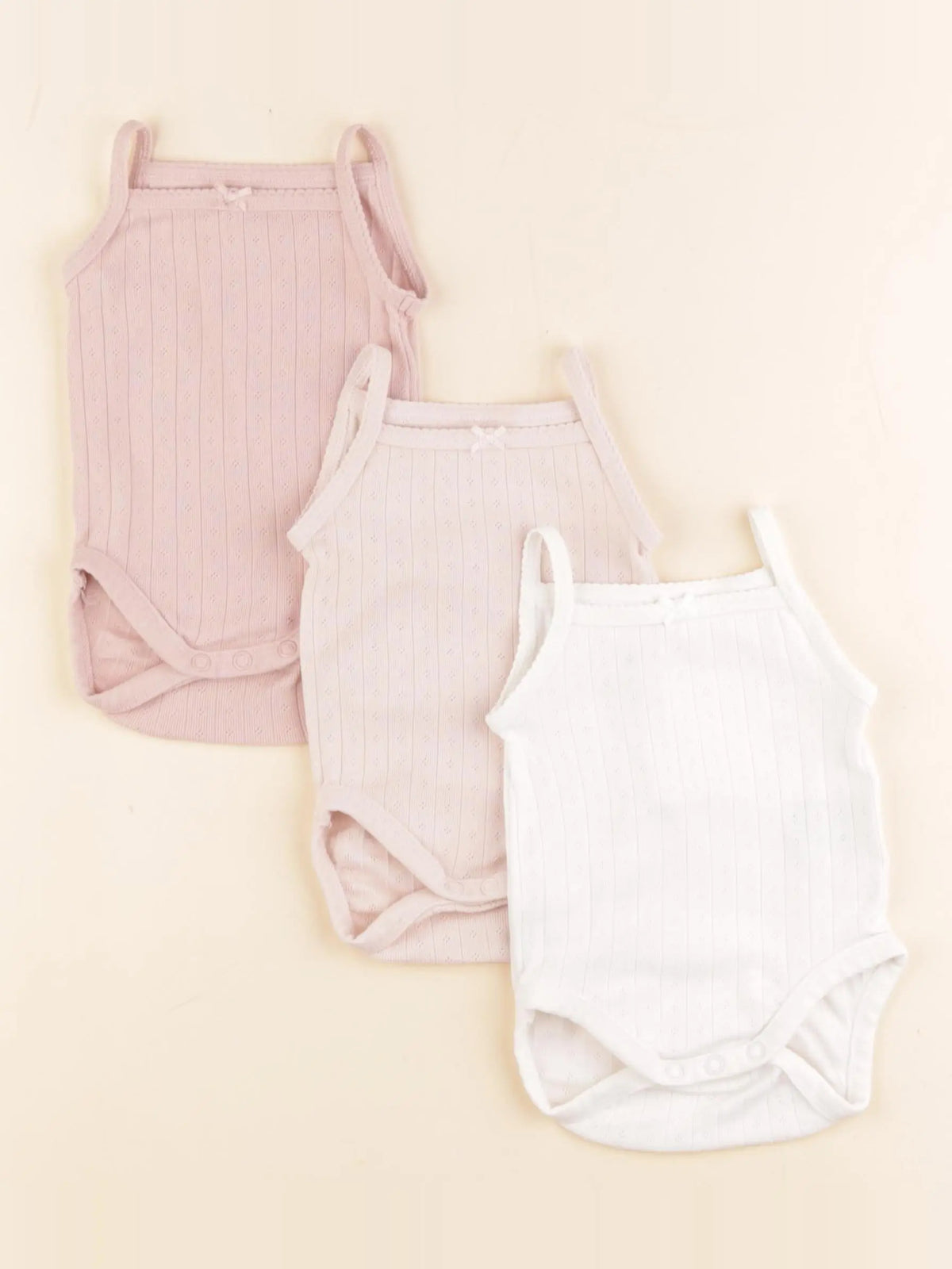 H&M - lot de 3 bodies en coton blanc, rose - 1/2 mois