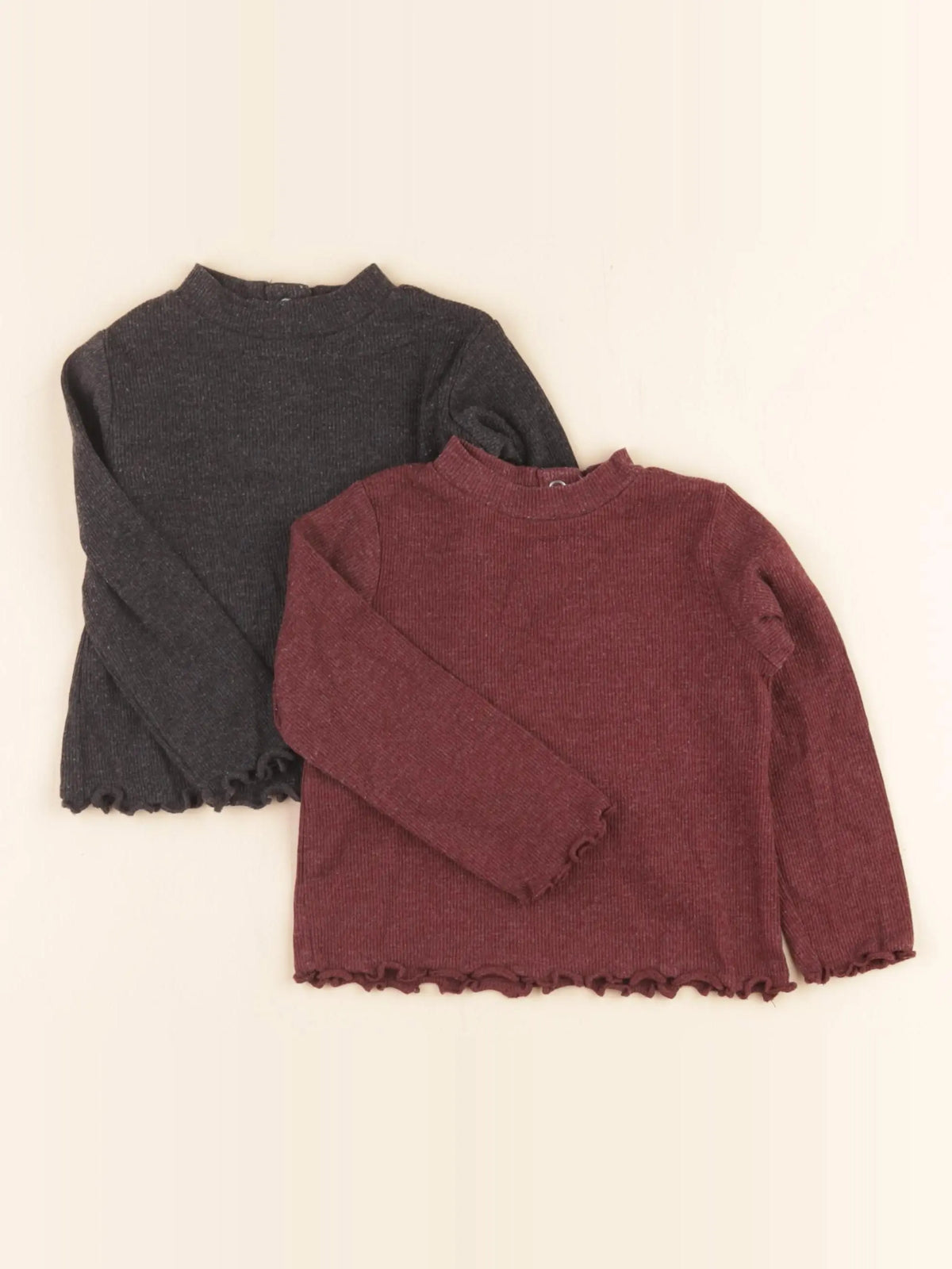 Zara - lot de 2 sous-pulls rose, taupe - 3/6 mois