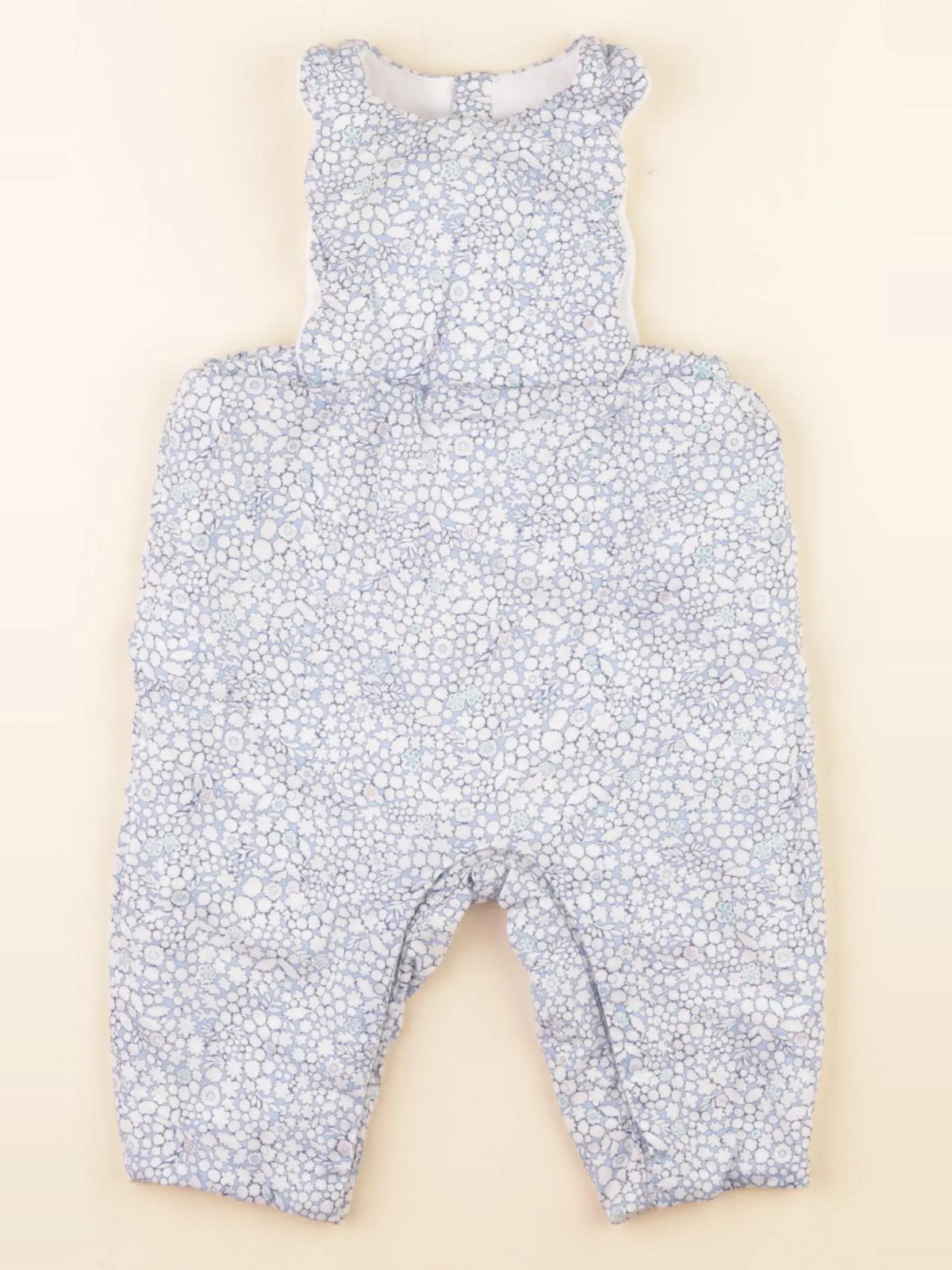 Jacadi - combinaison doublé, liberty blanc, bleu - 6 mois