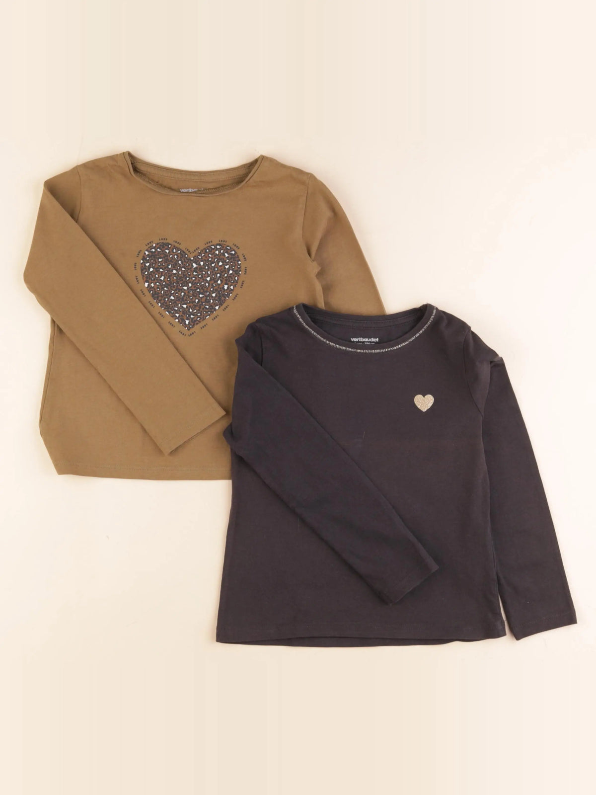 Vertbaudet - lot de 2 tee-shirts noir, vert - 4 ans