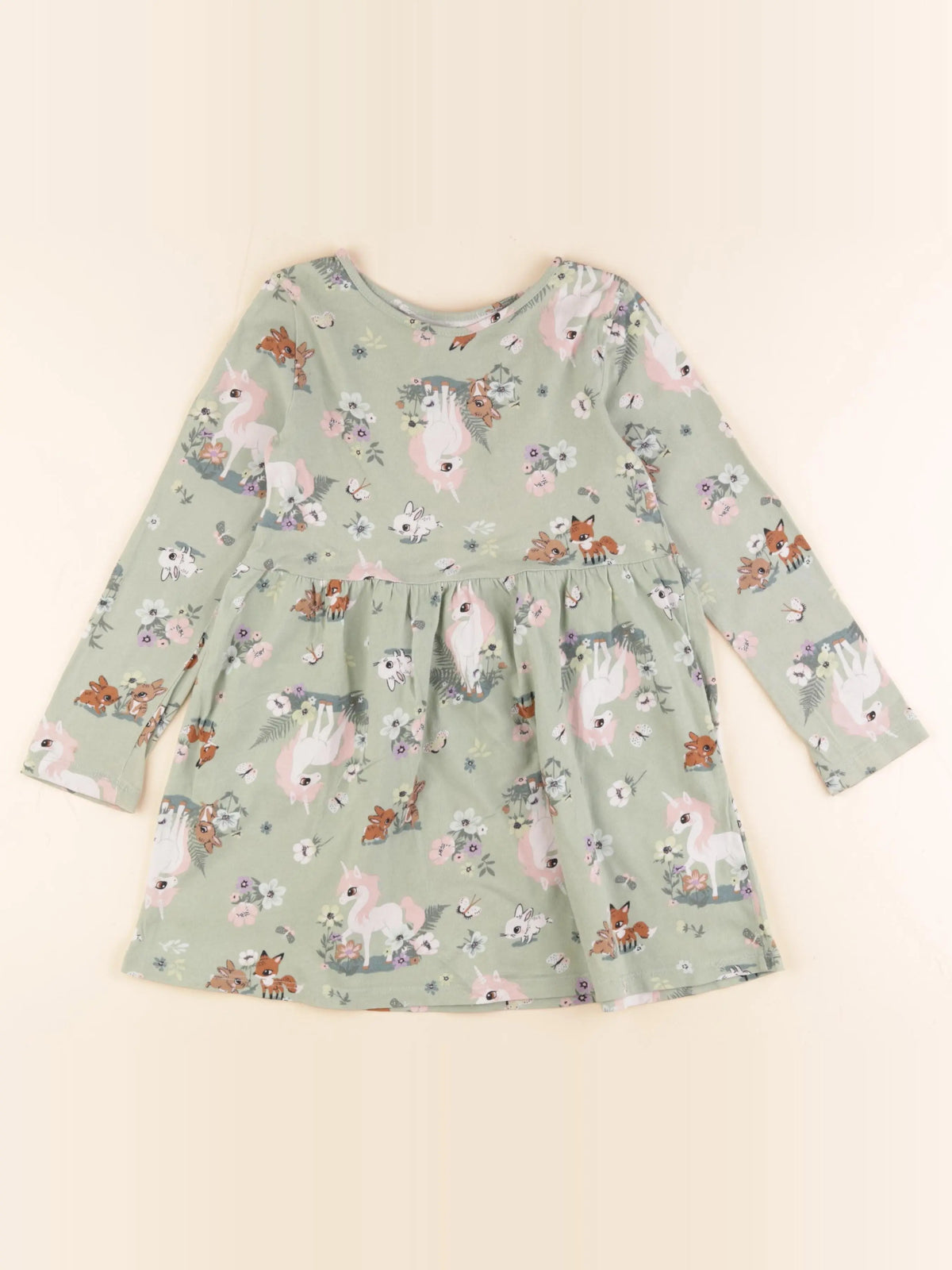 H&M - robe vert - 5/6 ans