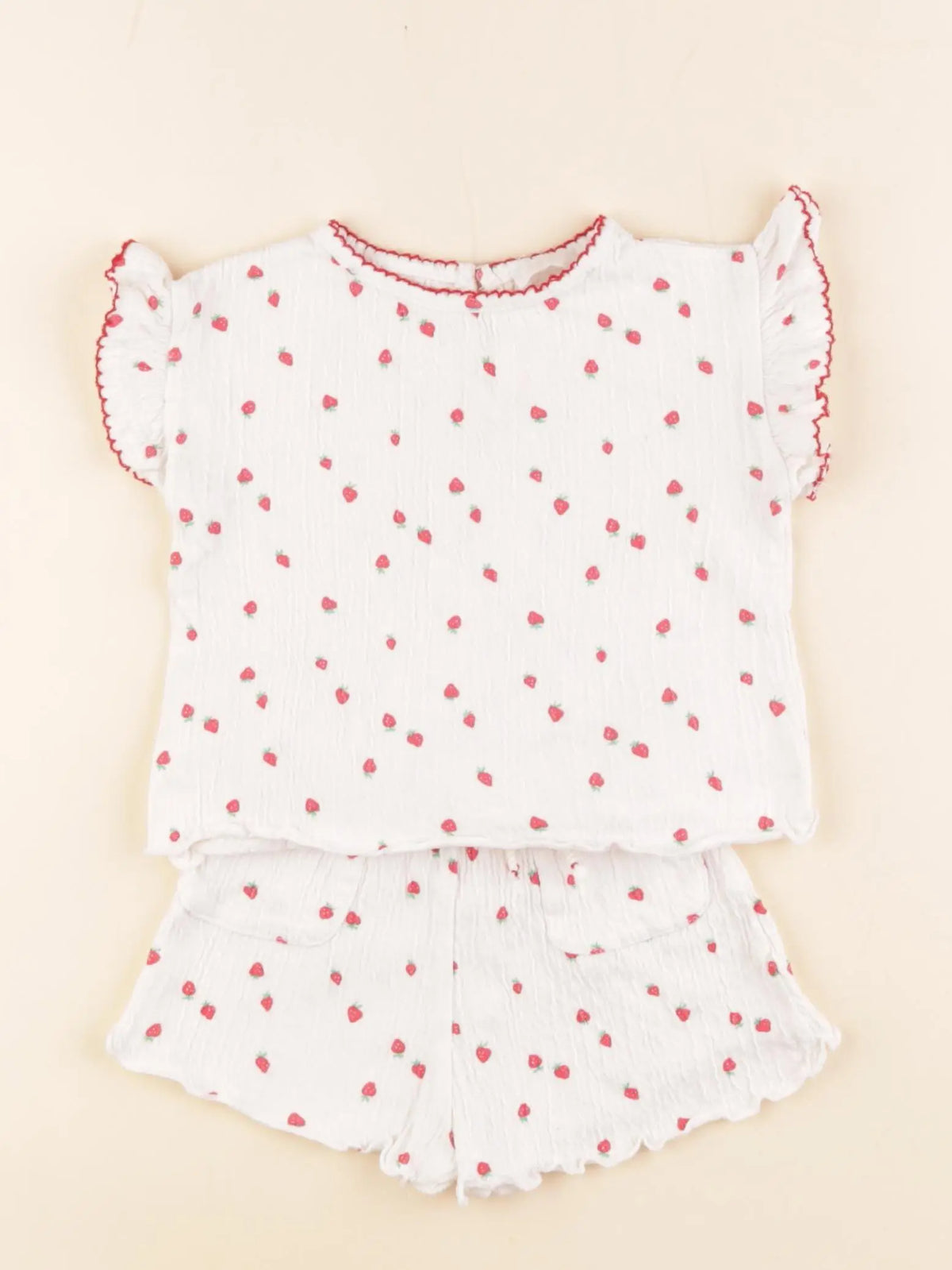 Zara - ensemble blanc, rouge - 6/9 mois