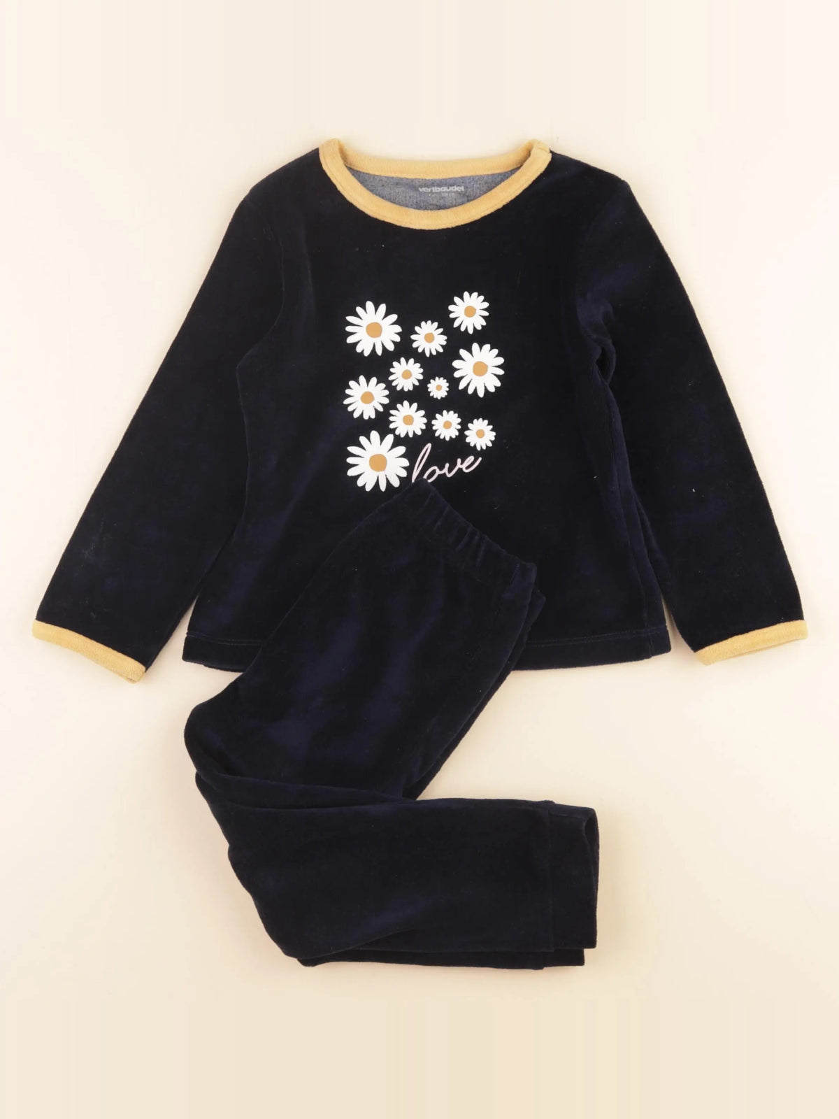 Vertbaudet - pyjama velours bleu - 4 ans