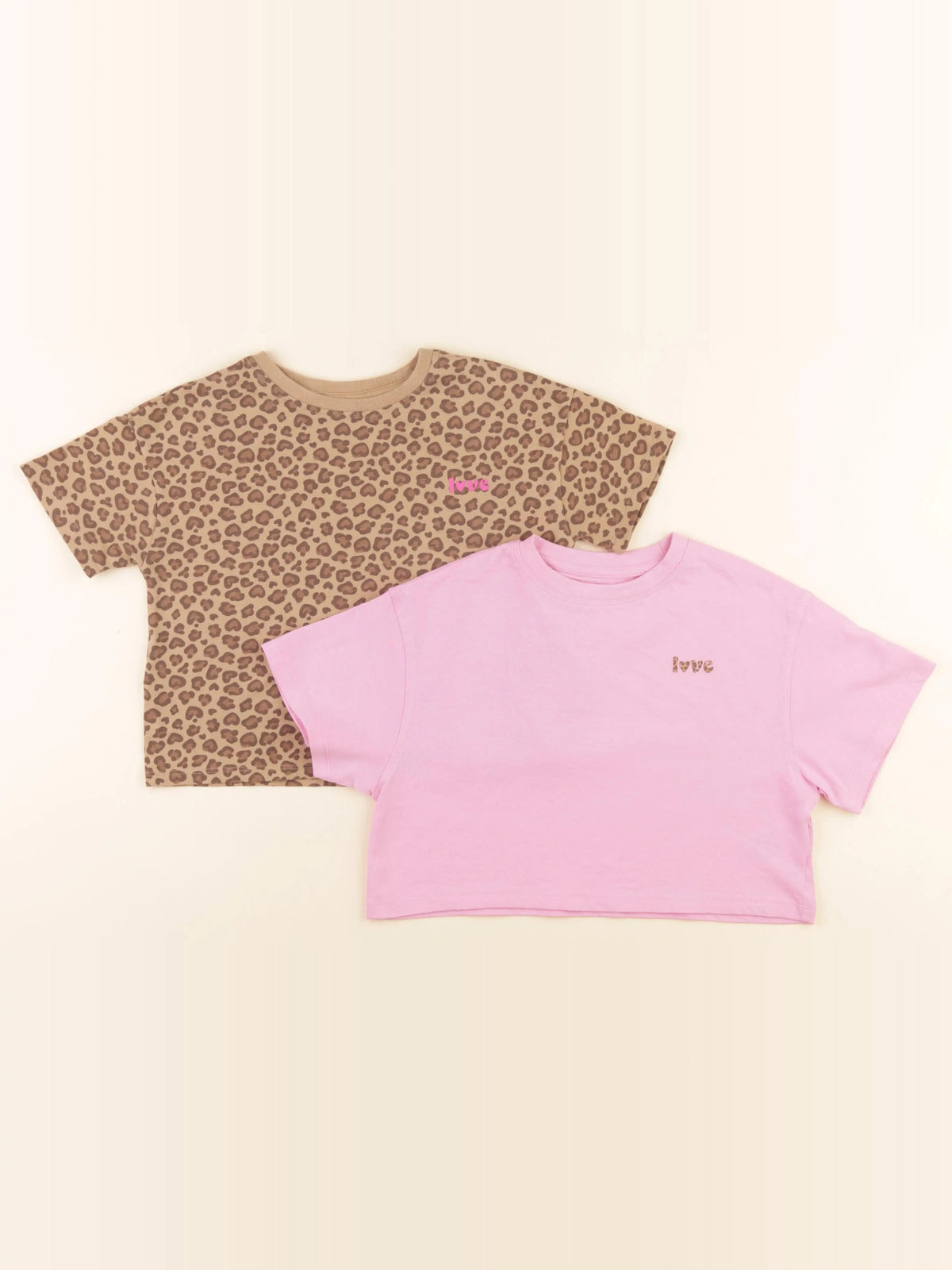 Vertbaudet - lot de 2 tee-shirts marron, rose - 4 ans