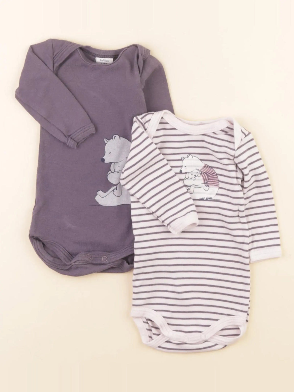 Petit Bateau - lot de 2 bodies en coton violet, rose - 3 mois