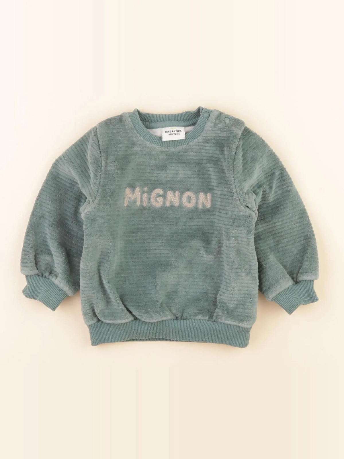 Tape à l'oeil - sweat vert - 12 mois