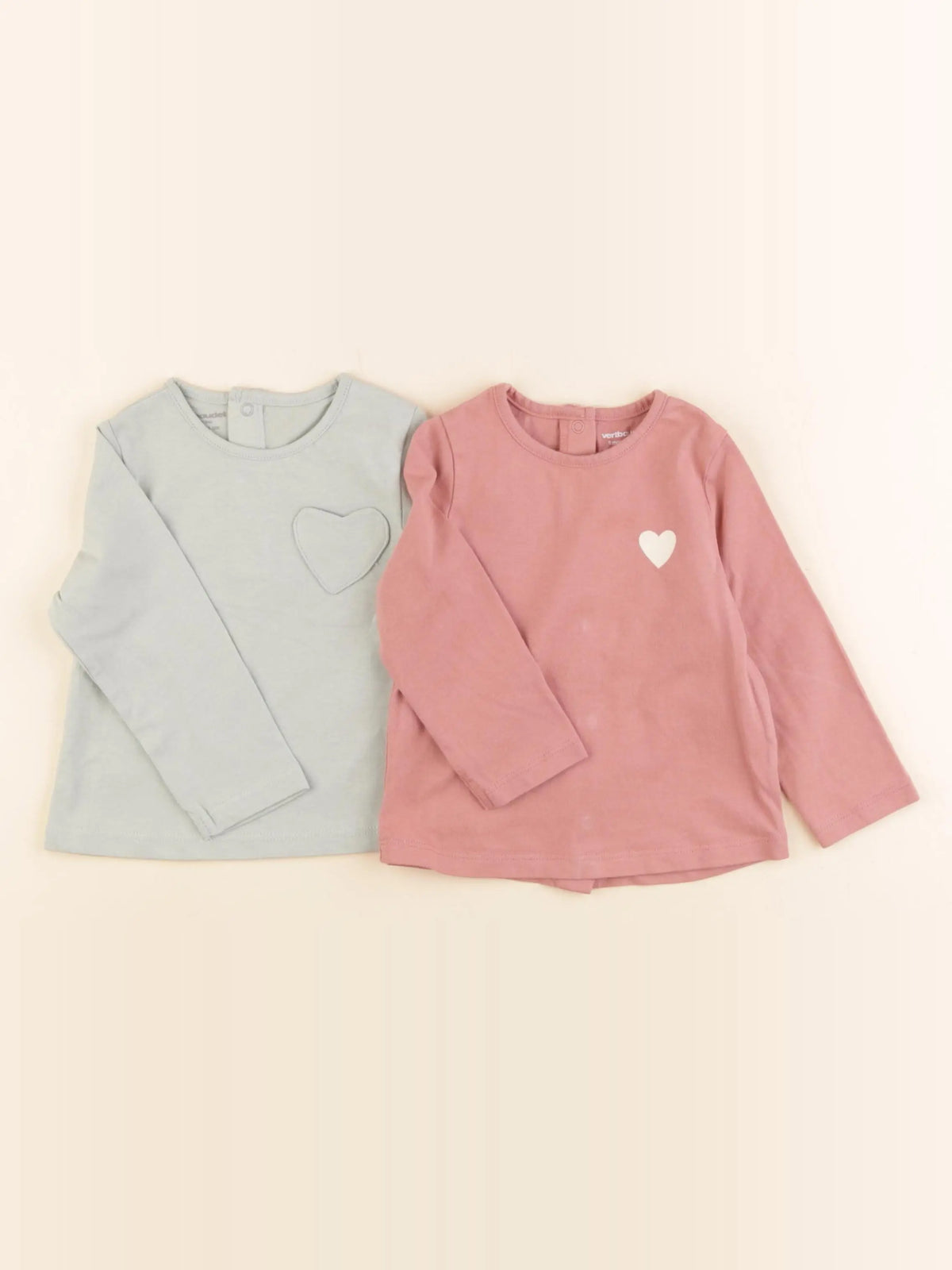 Vertbaudet - lot de 2 tee-shirts rose - 9 mois