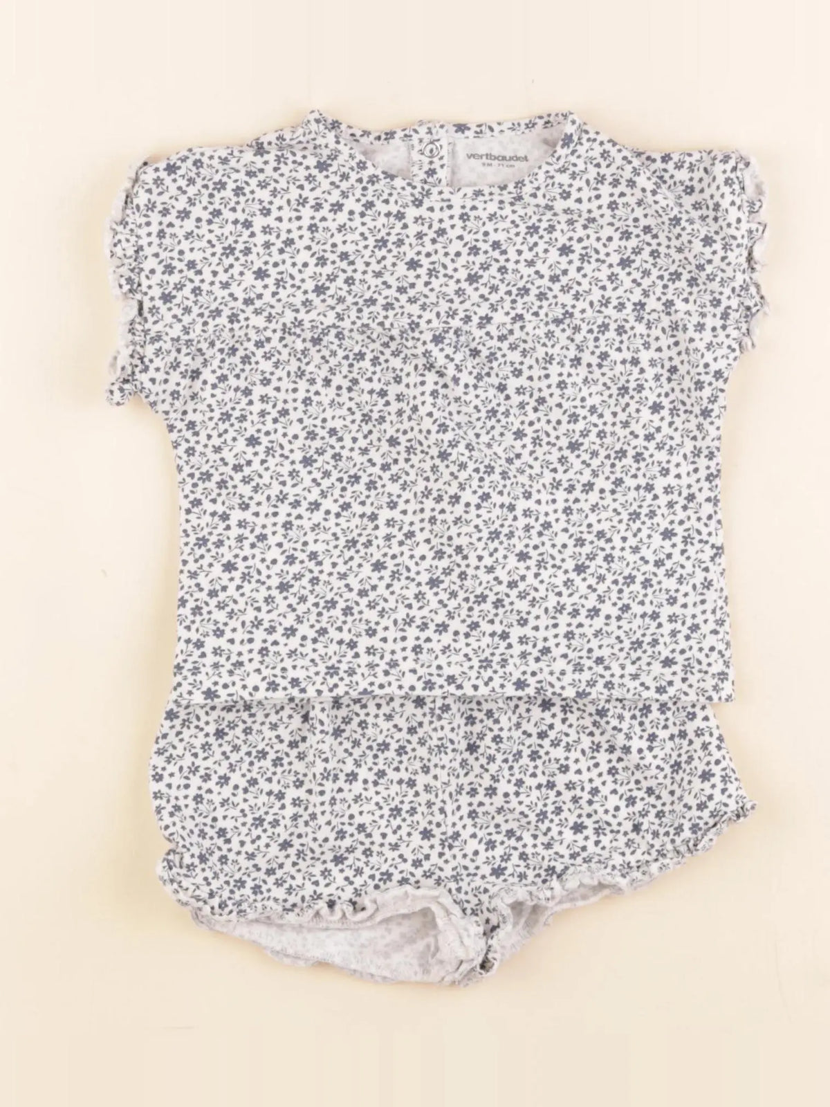 Vertbaudet - pyjama coton bleu - 9 mois