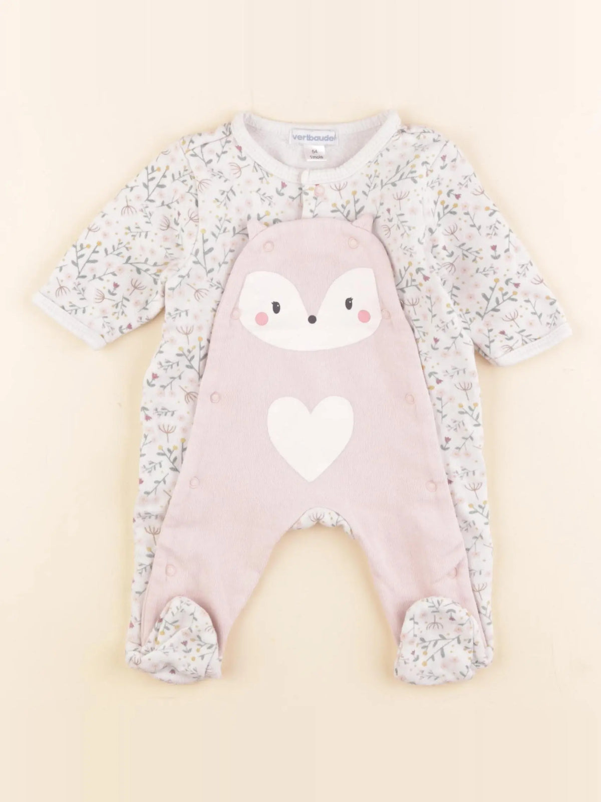 Vertbaudet - pyjama coton rose - 1 mois