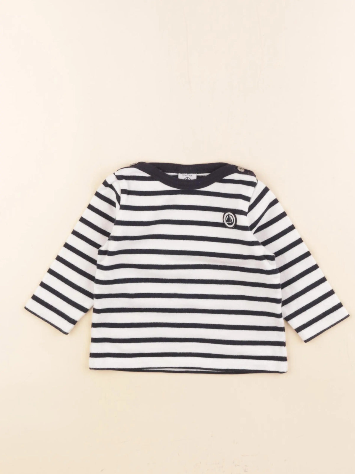 Petit Bateau - tee-shirt bleu, blanc - 12 mois