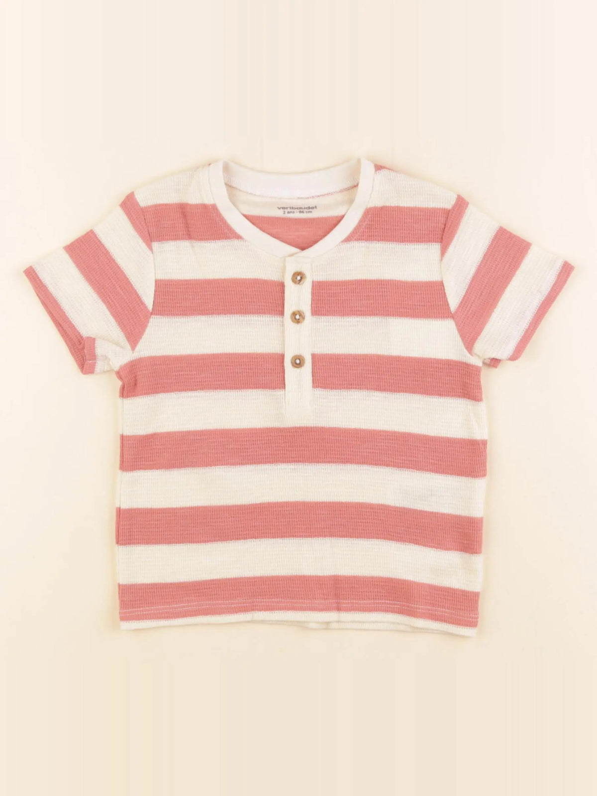 Vertbaudet - tee-shirt blanc, rose - 2 ans