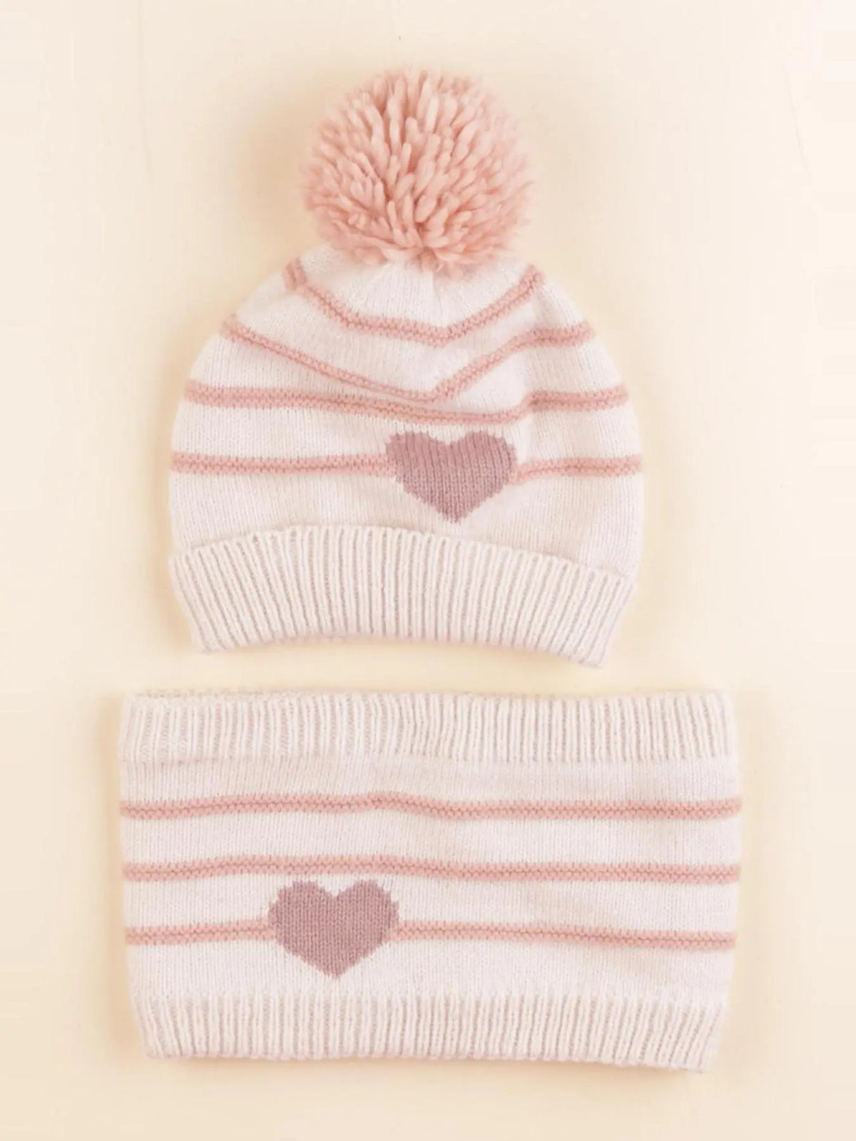 Vertbaudet - ensemble bonnet/tour de cou blanc rose - 2/3 ans