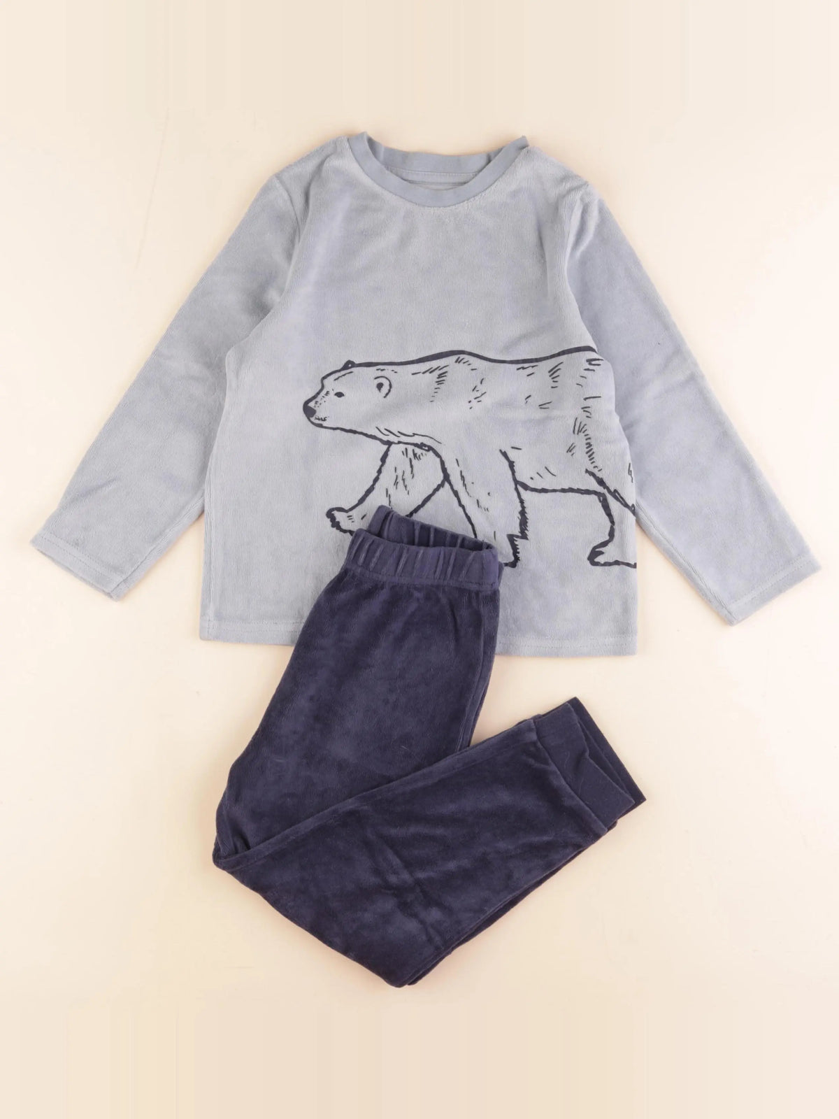 Vertbaudet - pyjama velours bleu - 5 ans