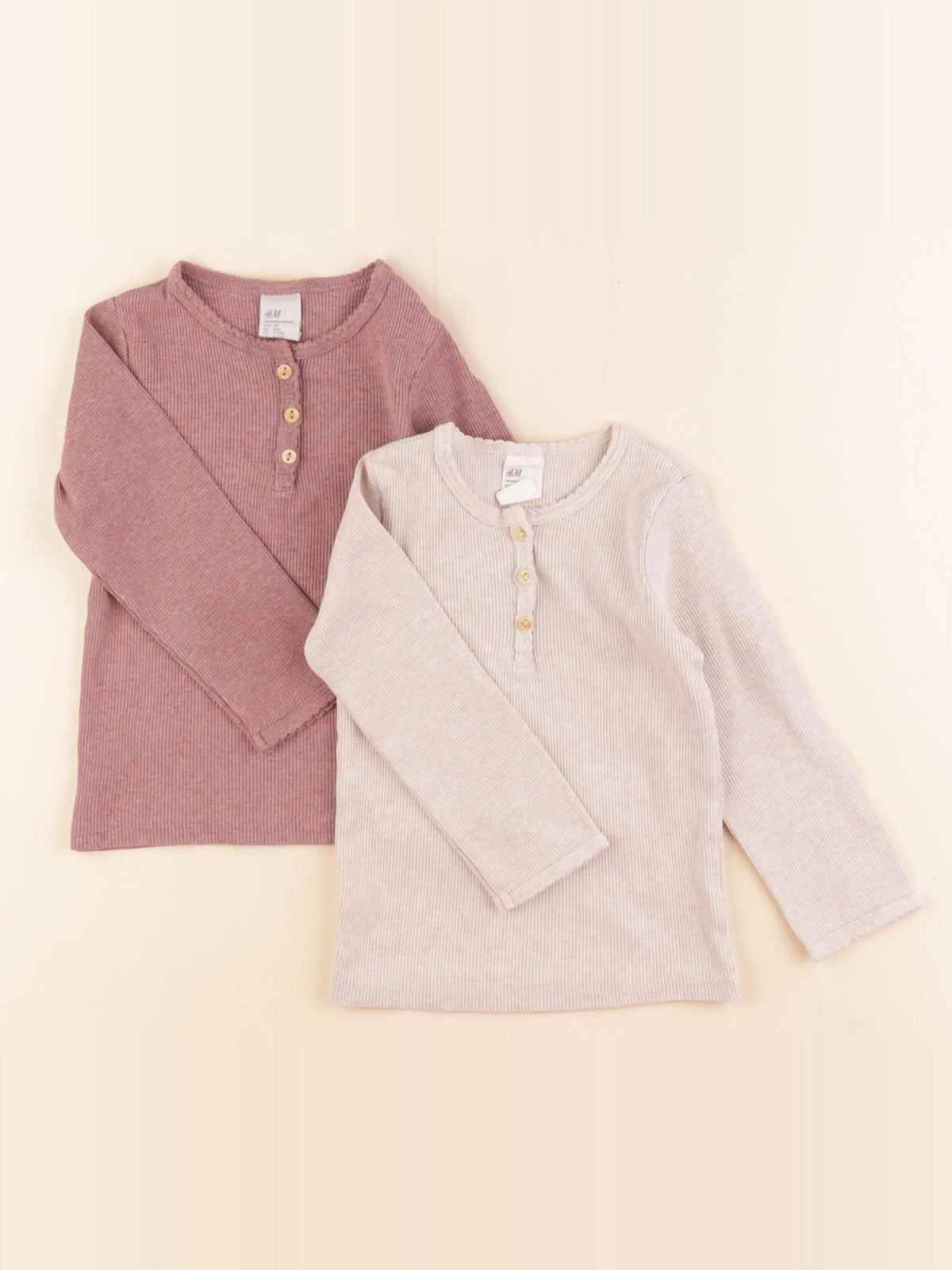 H&M - maillot de corps rose, beige - 9/12 mois