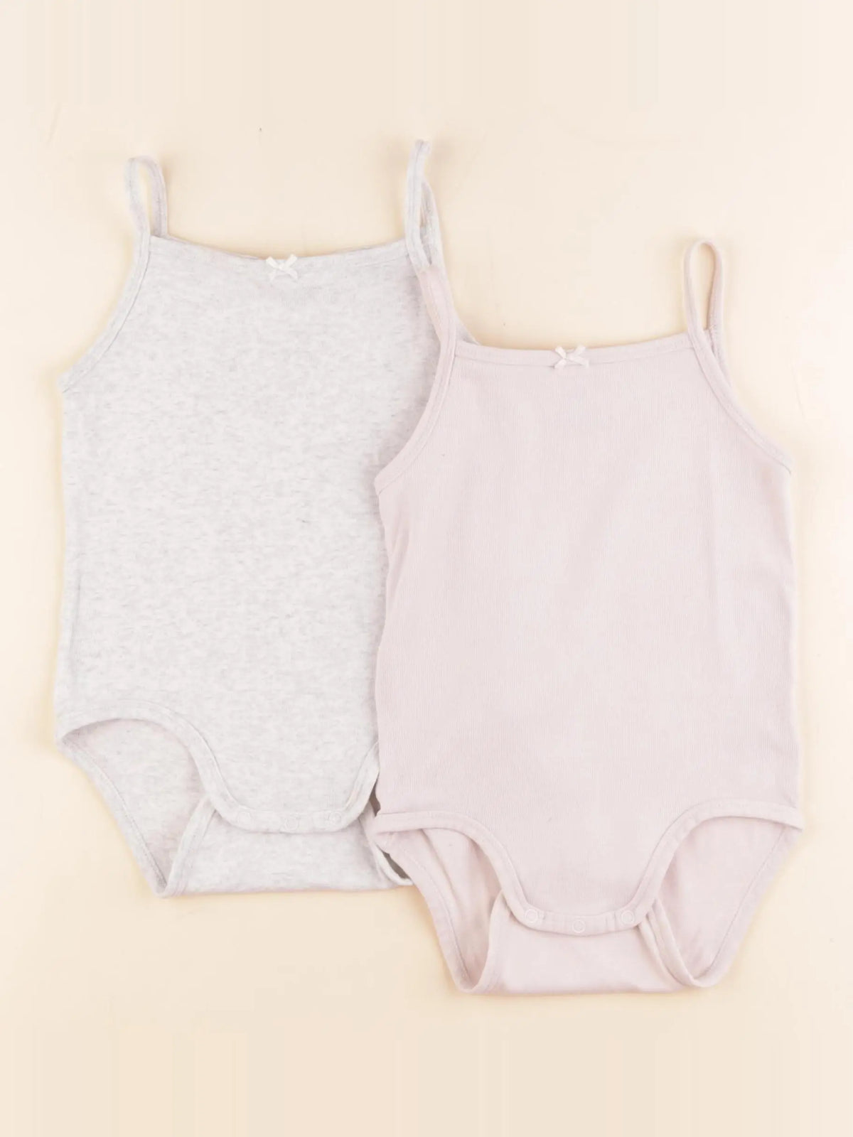 H&M - lot de 2 bodies en coton gris, rose - 12/18 mois