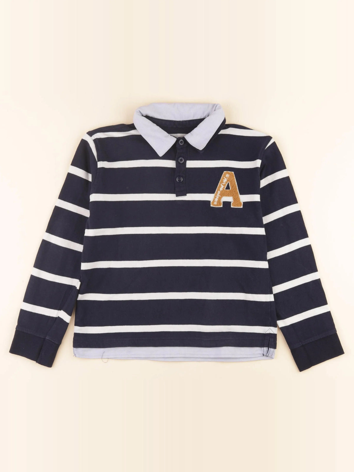 Vertbaudet - polo blanc, bleu - 10 ans