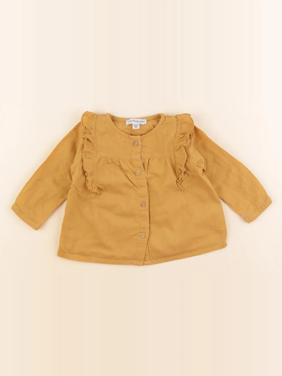 Vertbaudet - chemise jaune - 9 mois