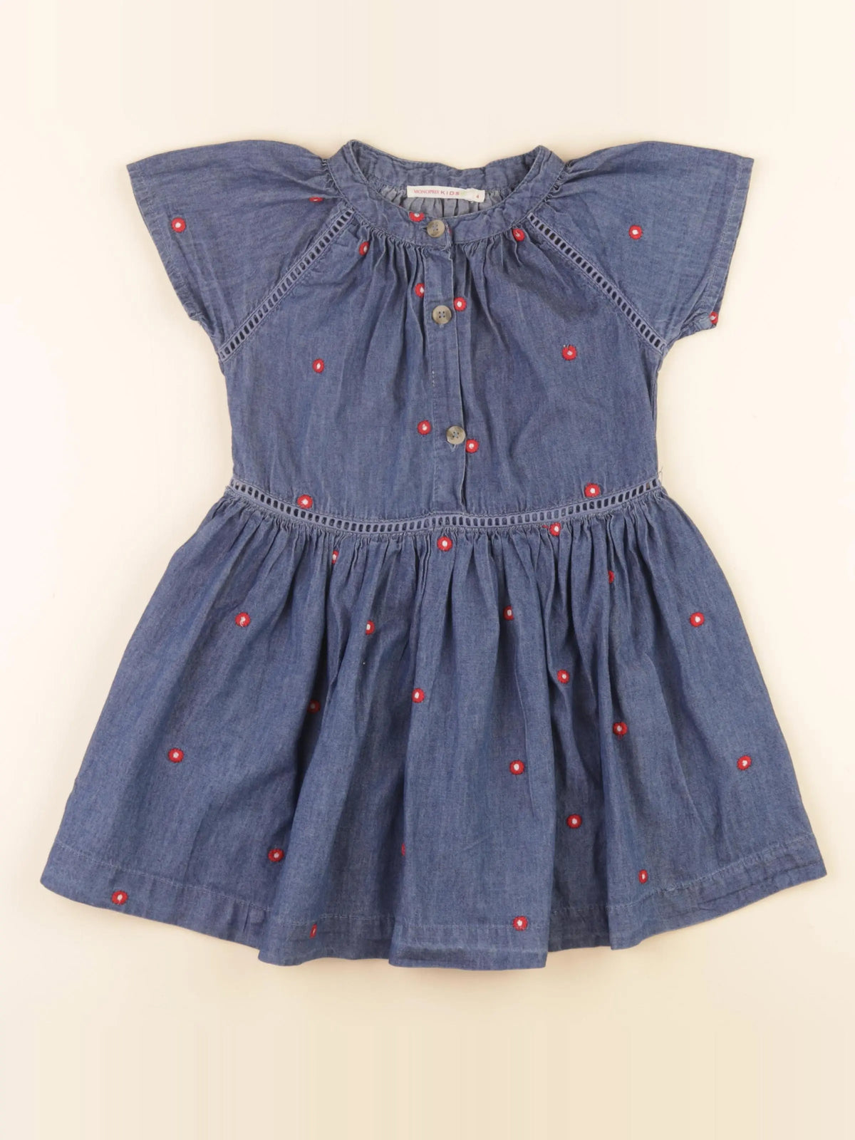 Monoprix - robe bleu, rouge - 4 ans