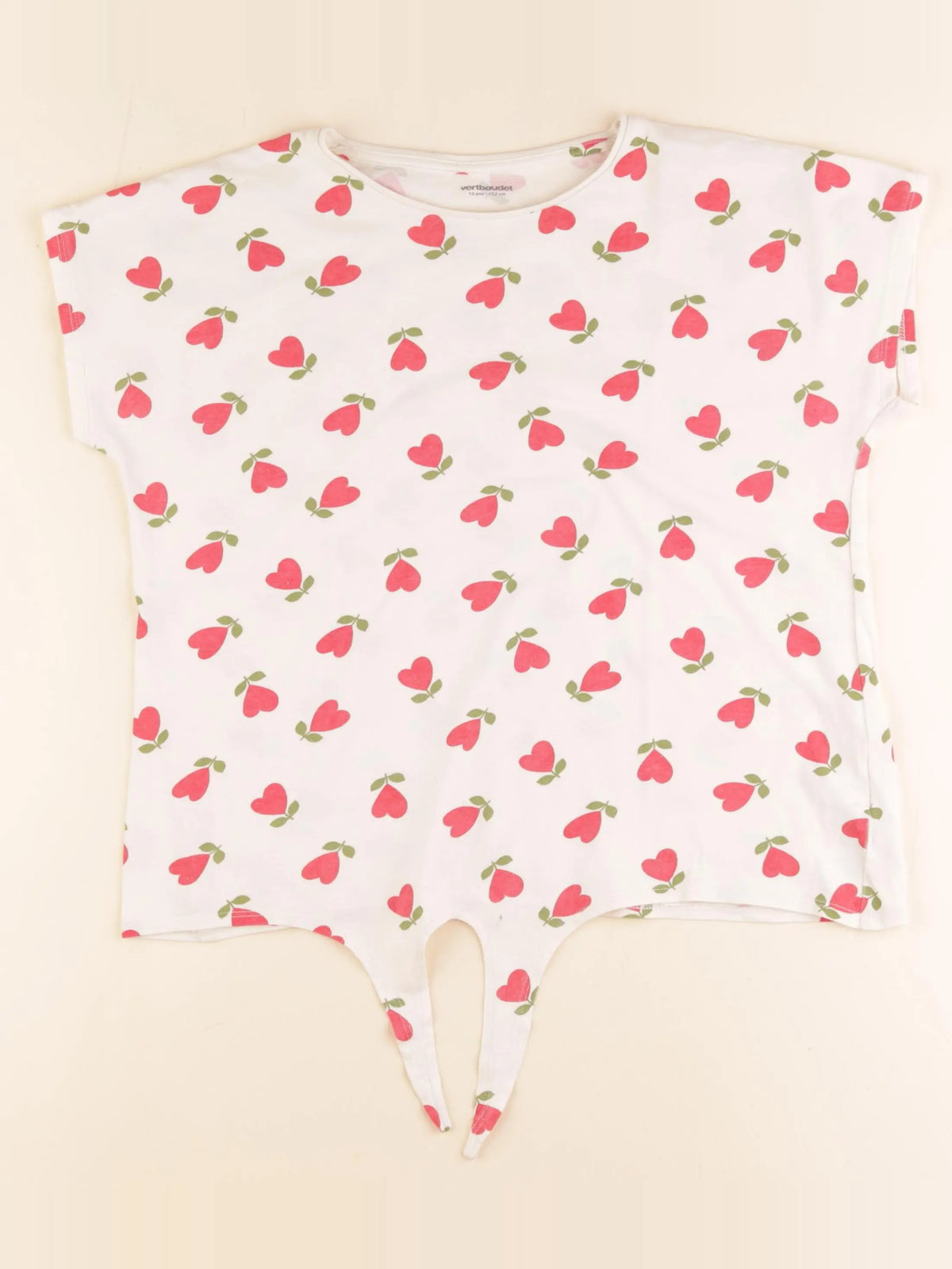 Vertbaudet - tee-shirt beige, rouge - 12 ans