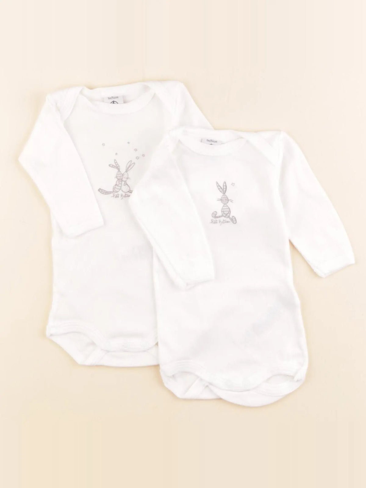 Petit Bateau - lot de 2 bodies en coton blanc - 1 mois
