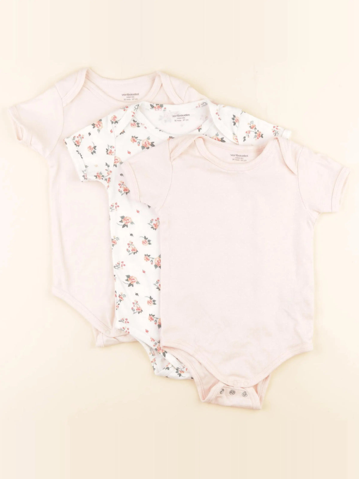 Vertbaudet - lot de 3 bodies en coton multicolore - 36 mois