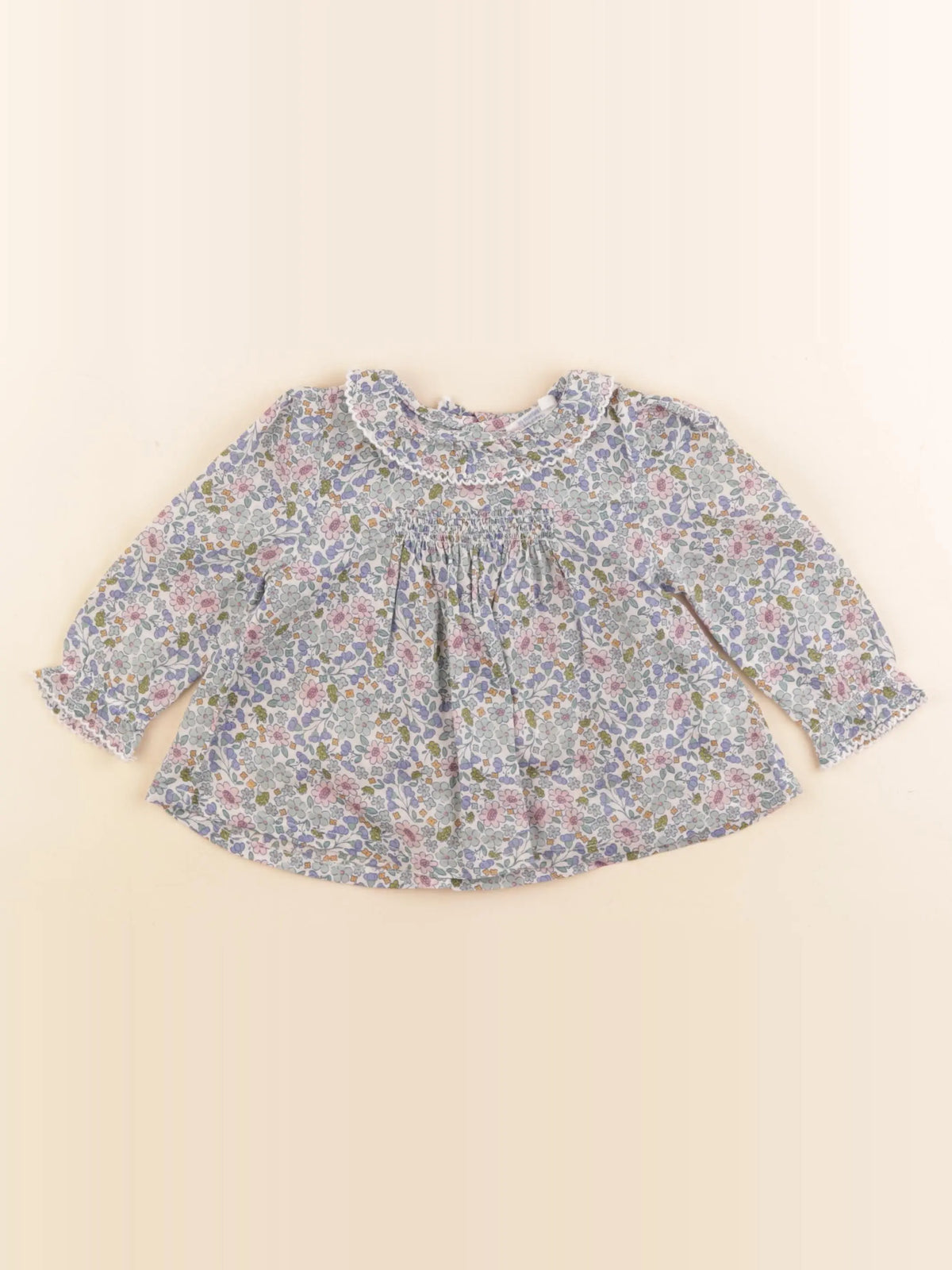 Boutchou - blouse bleu, rose - 6 mois