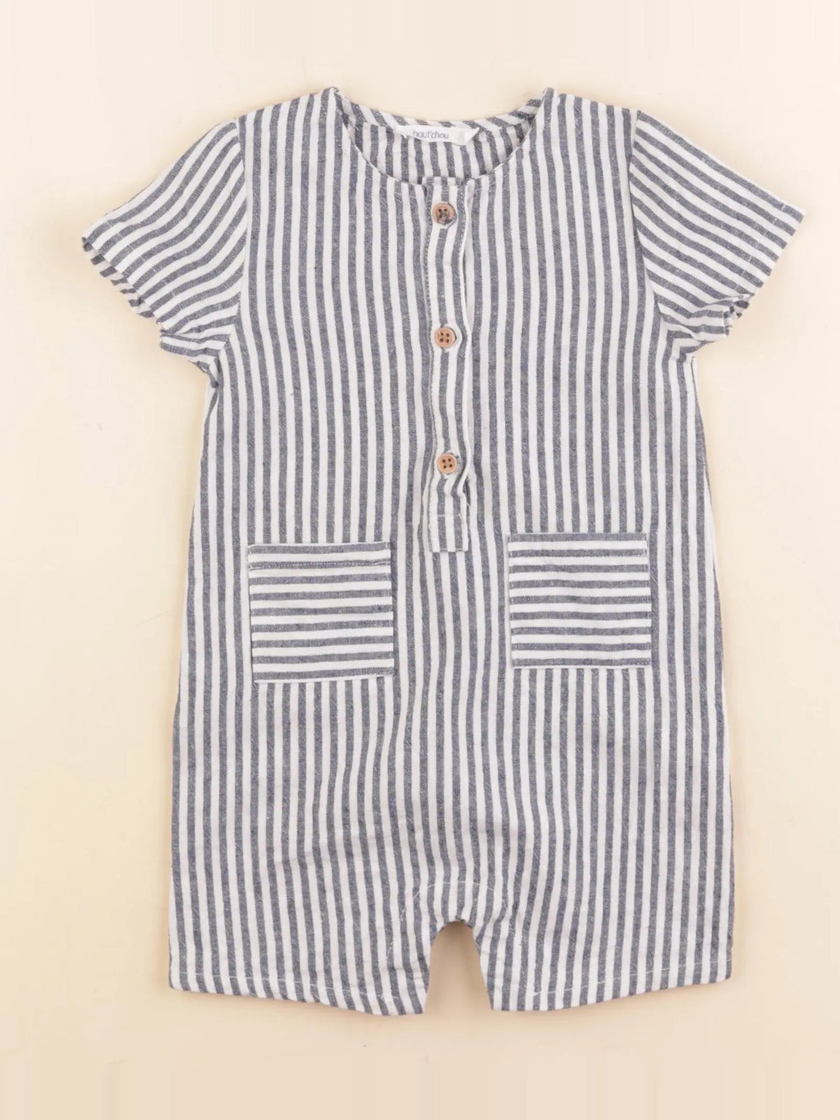 Boutchou - combinaison blanc, bleu - 9 mois
