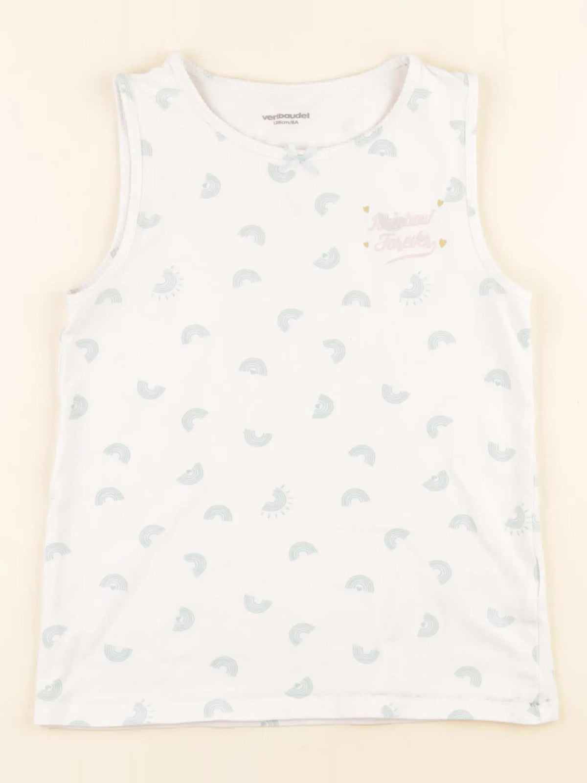 Vertbaudet - maillot de corps blanc, vert - 8 ans