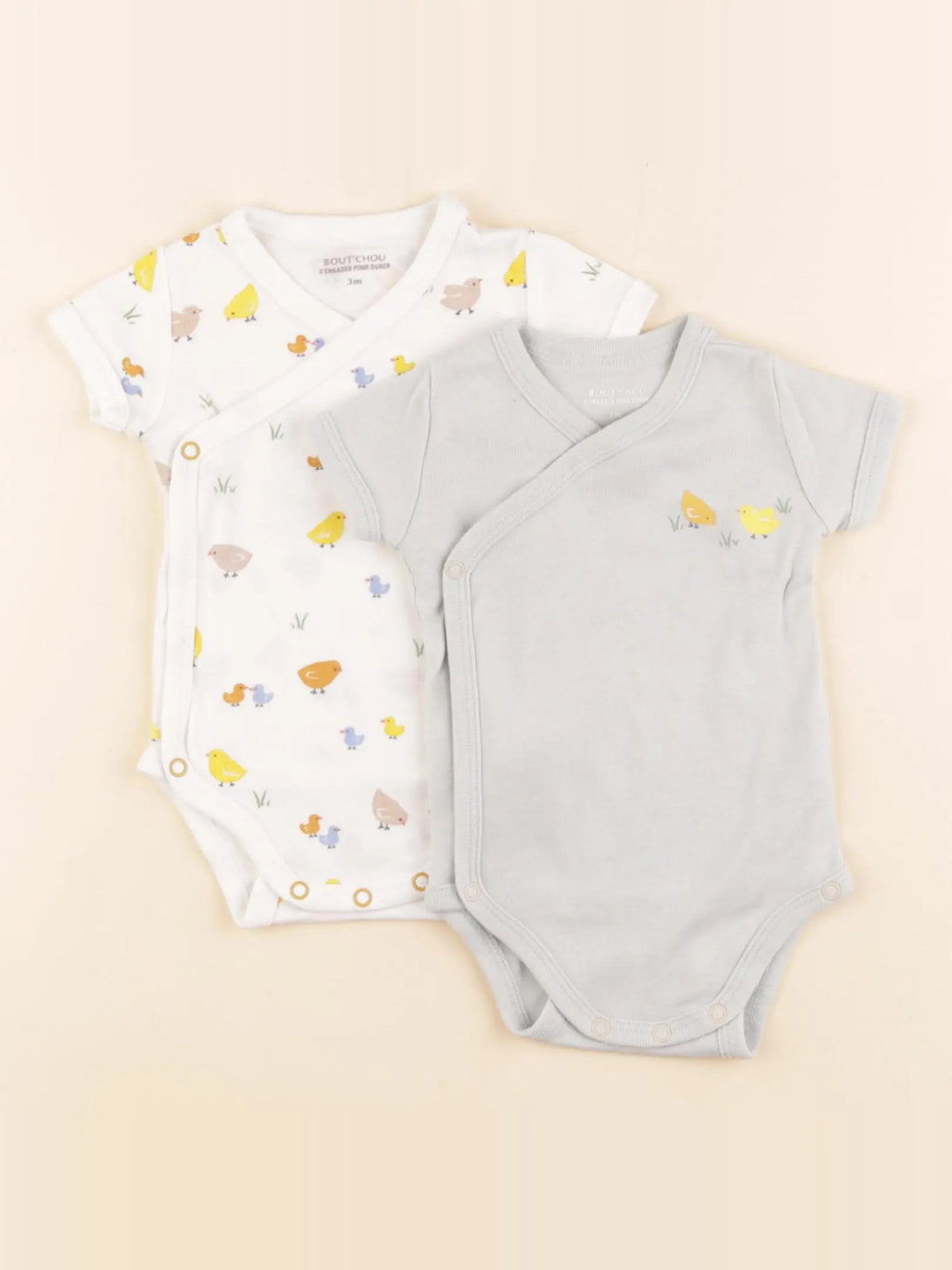 Boutchou - lot de 2 bodies en coton multicolore - 3 mois