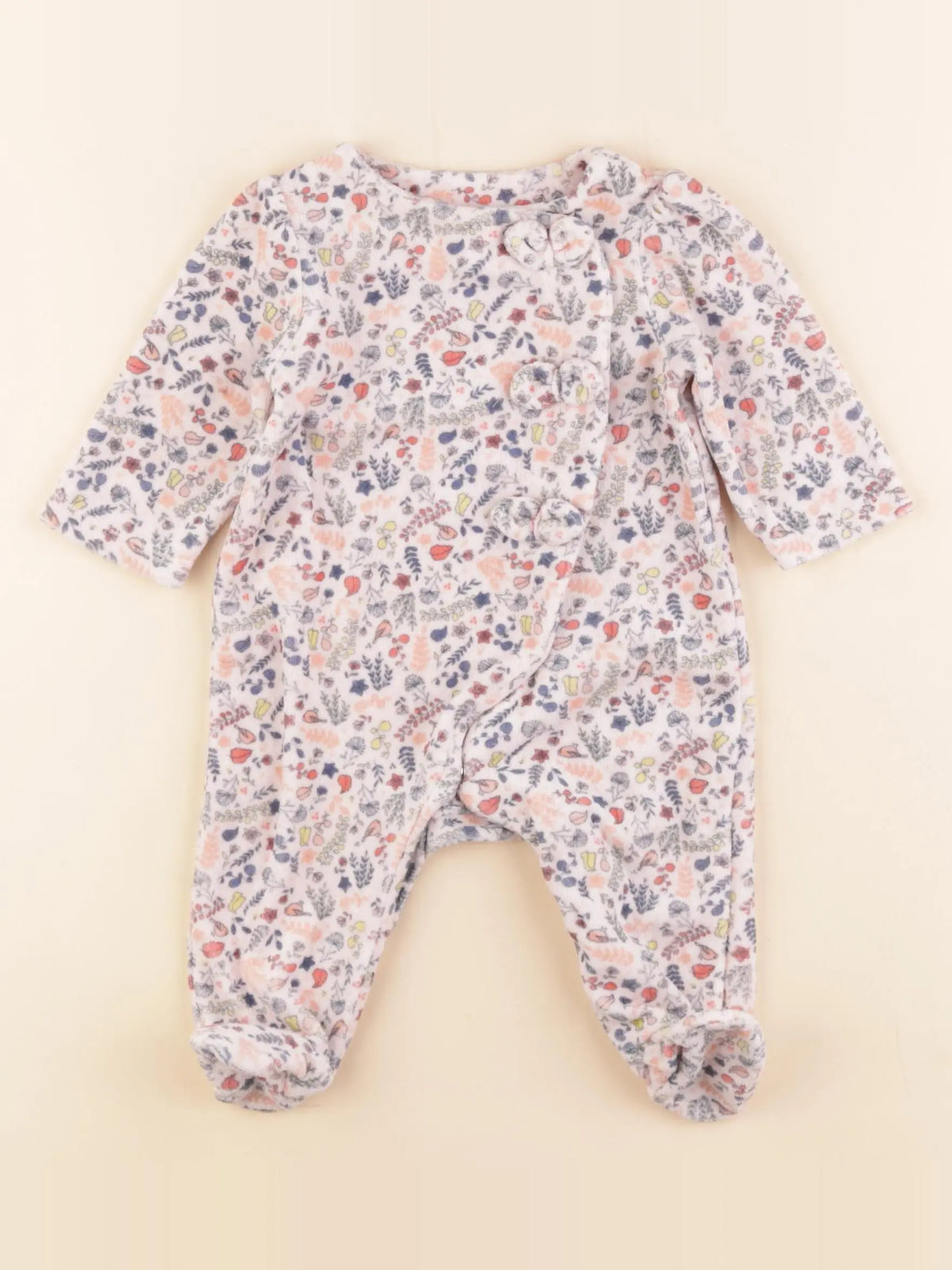 Tape à l'oeil - pyjama velours multicolore - 3 mois