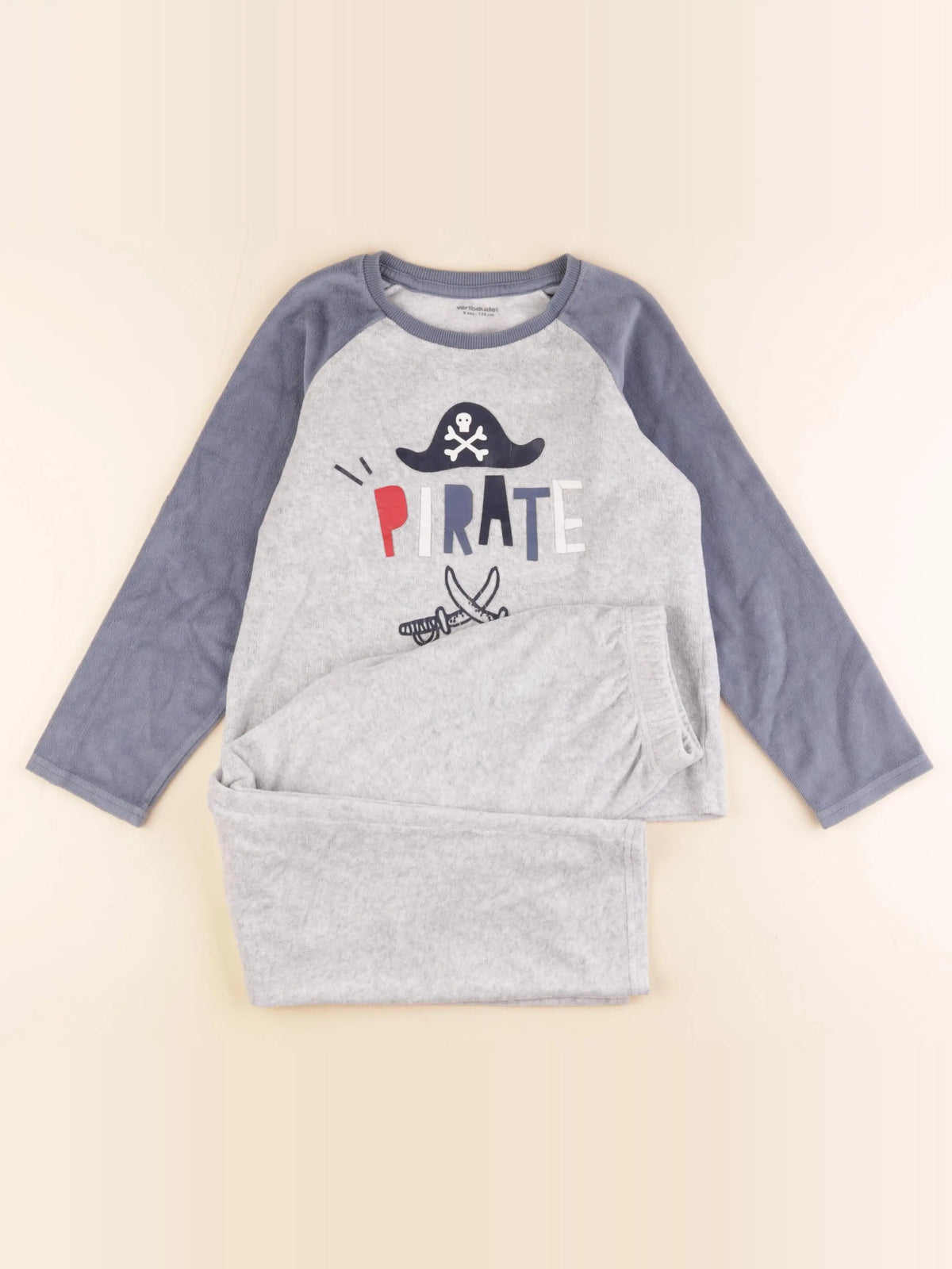 Vertbaudet - pyjama velours bleu - 8 ans