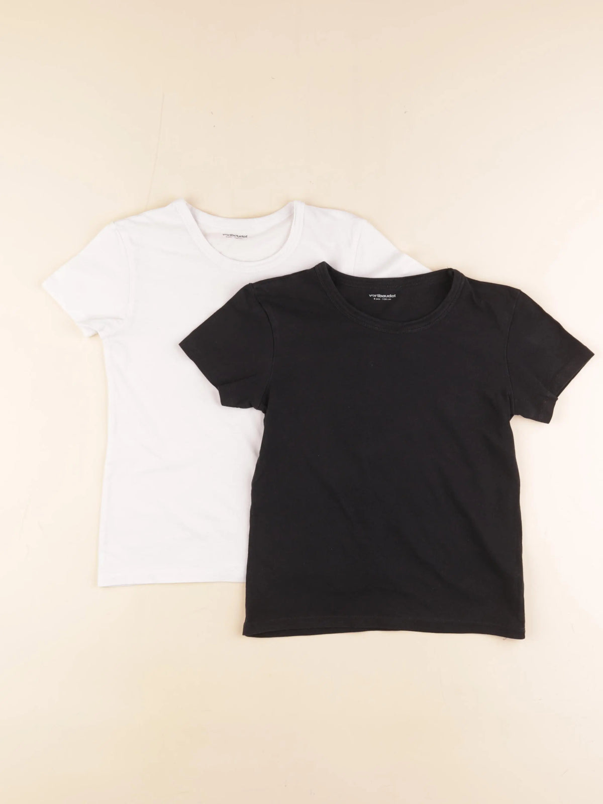 Vertbaudet - lot de 2 maillots de corps noir, blanc - 8 ans