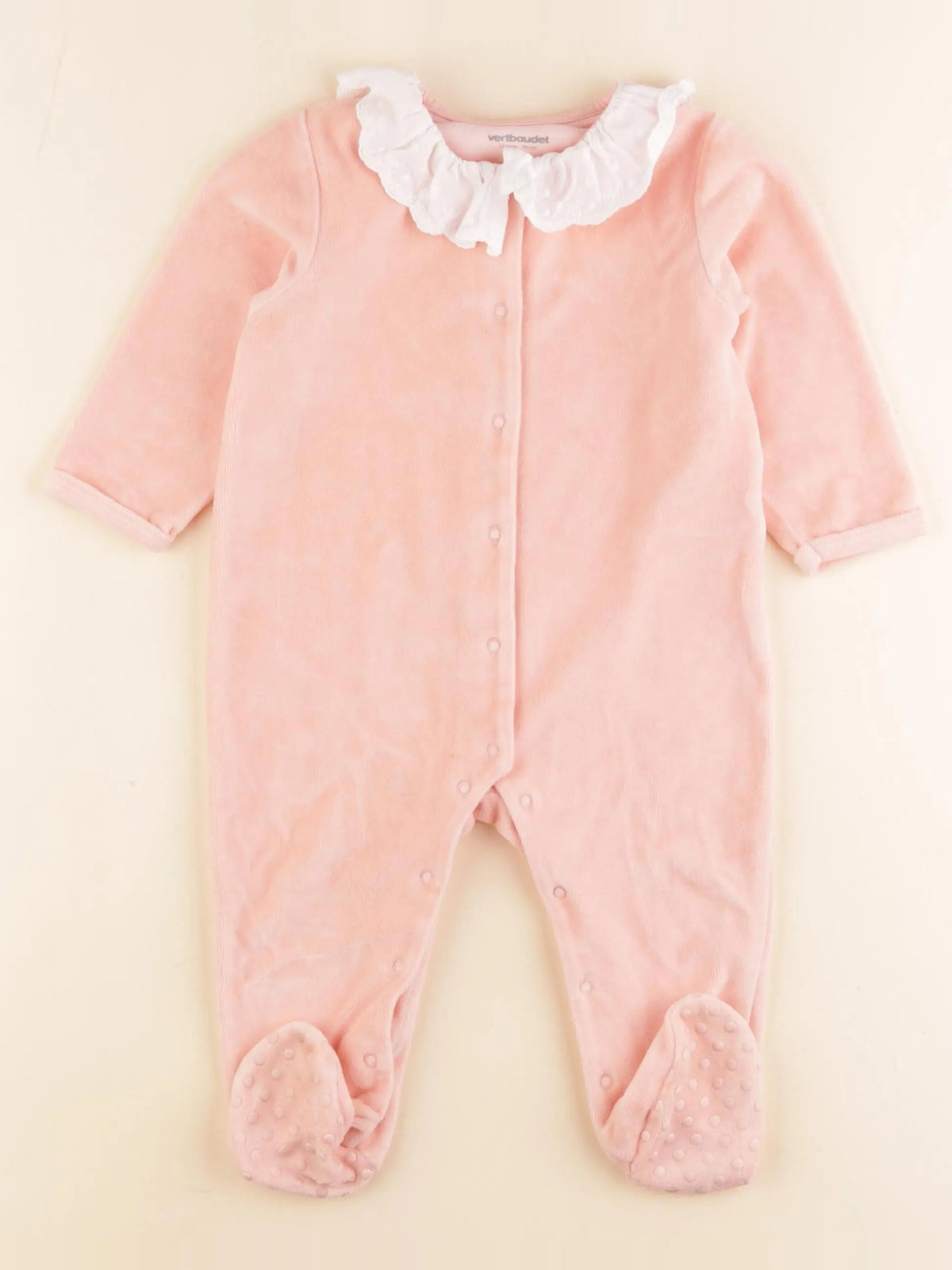 Vertbaudet - pyjama velours rose - 12 mois